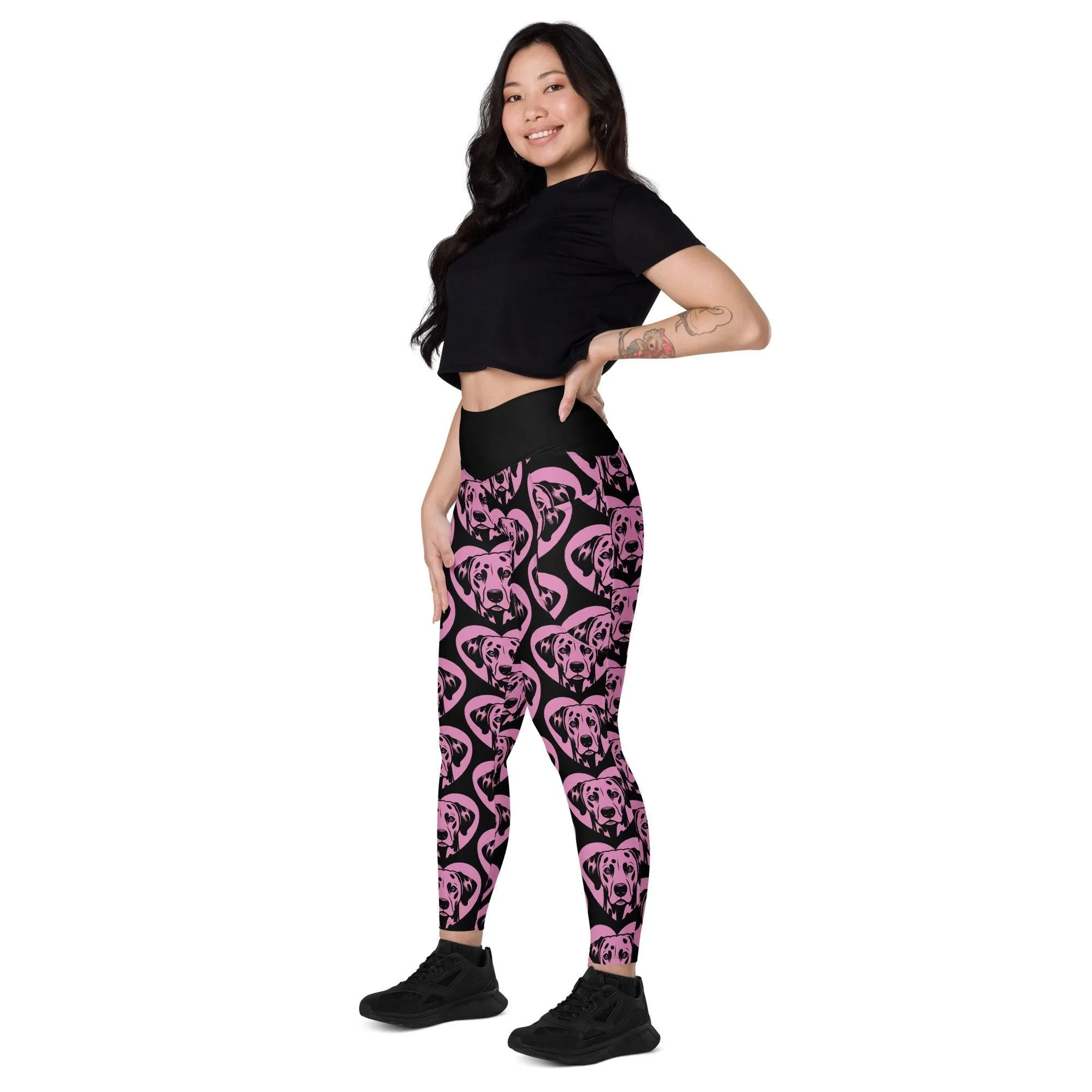 DOG BREED LEGGINGS with pockets - DALMATIAN DOG - HERTTAHOUND - pink
