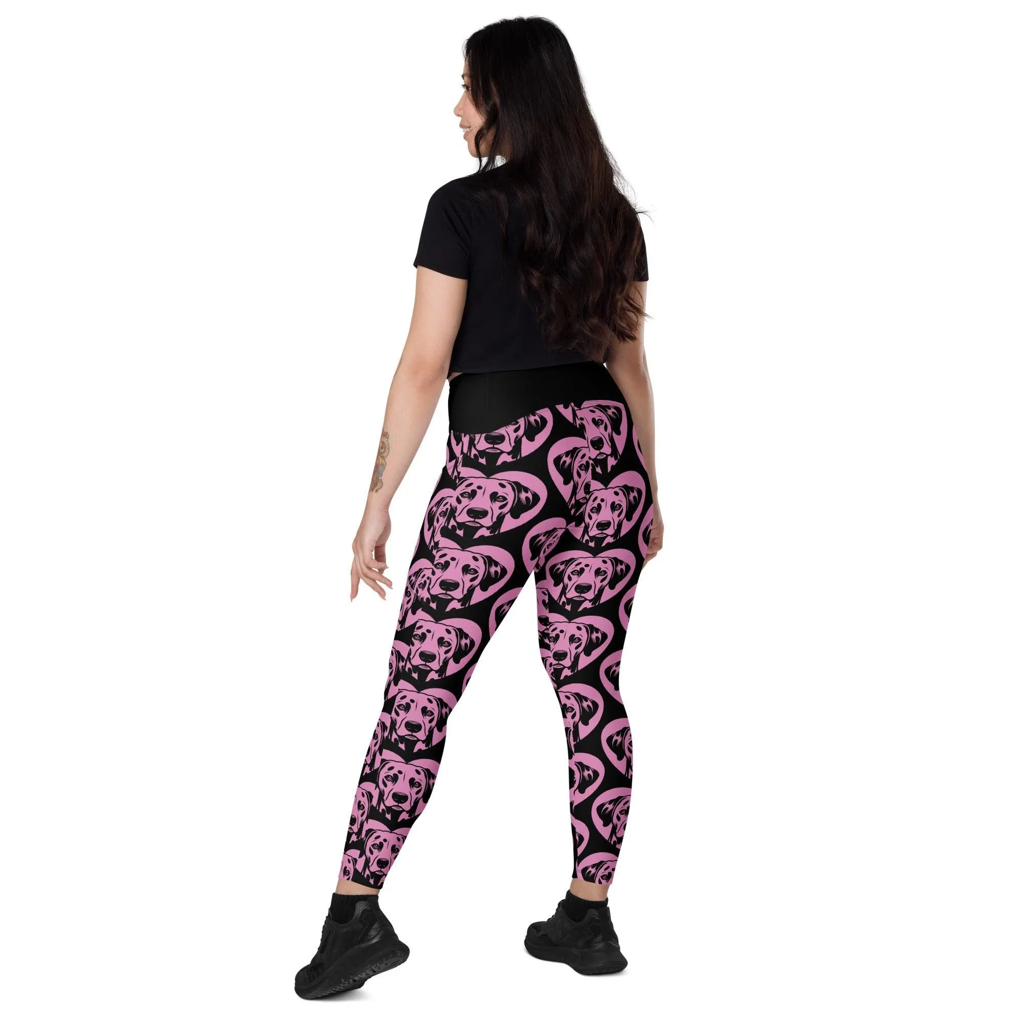 DOG BREED LEGGINGS with pockets - DALMATIAN DOG - HERTTAHOUND - pink
