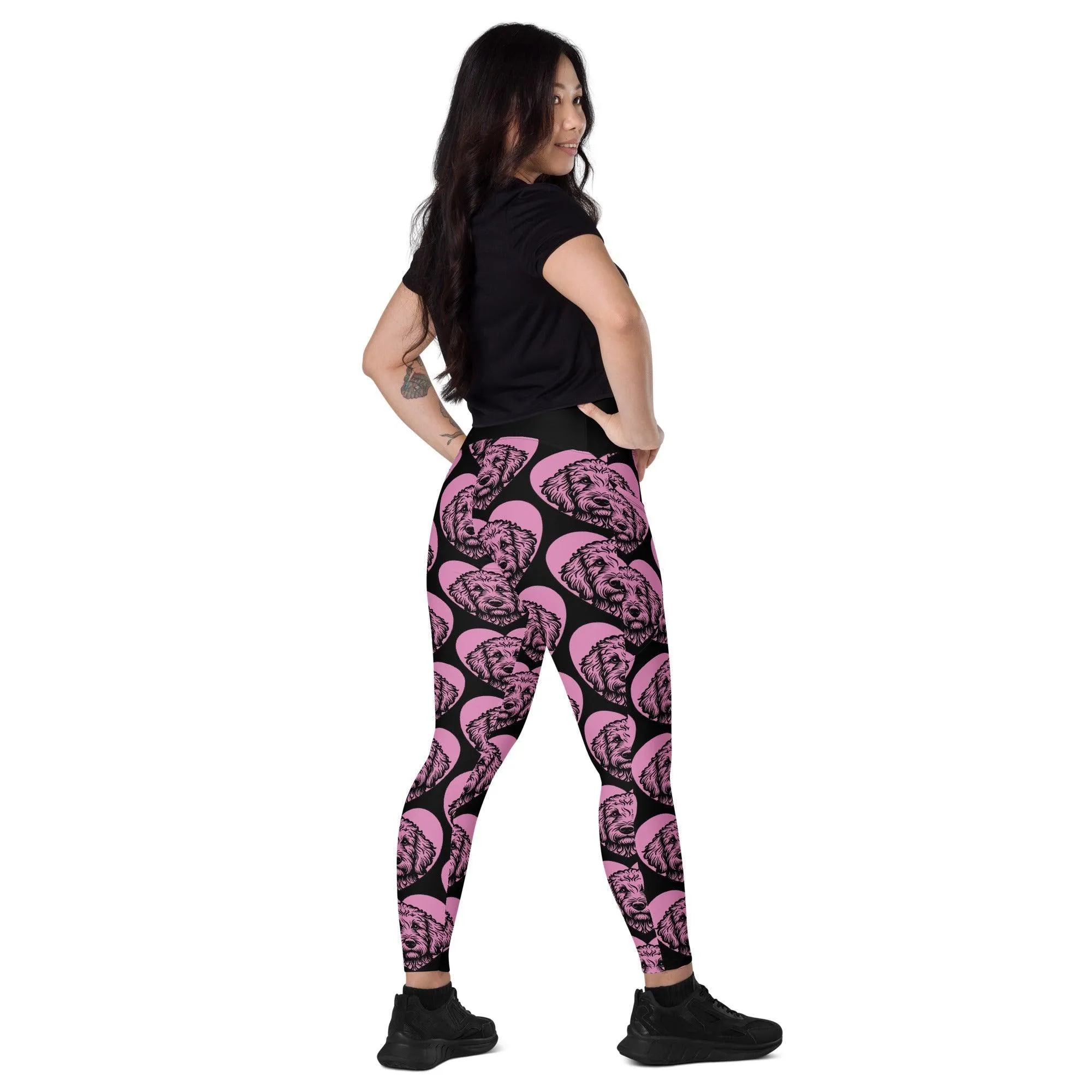 DOG BREED LEGGINGS with pockets - GOLDEN DOODLE - HERTTAHOUND - pink