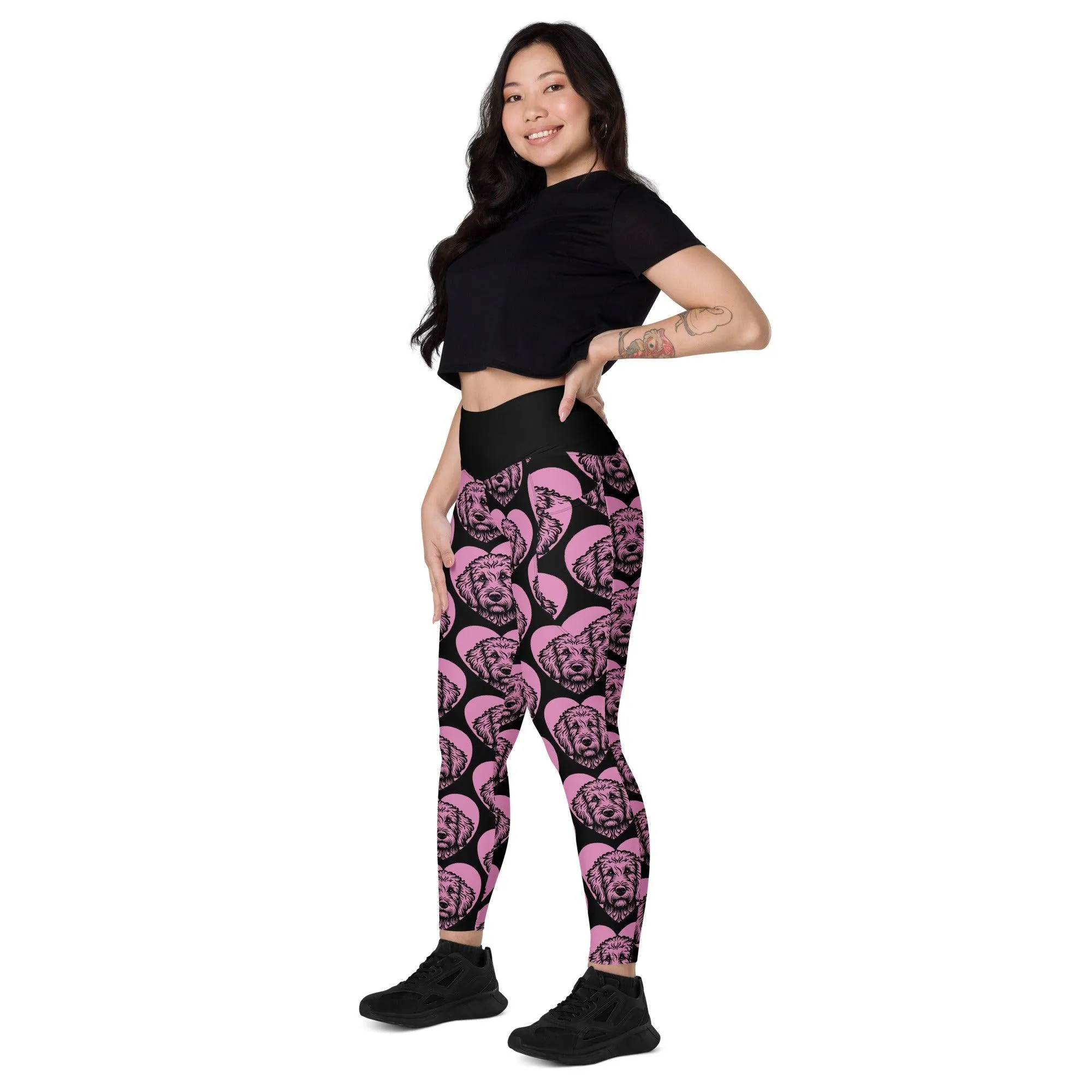 DOG BREED LEGGINGS with pockets - GOLDEN DOODLE - HERTTAHOUND - pink