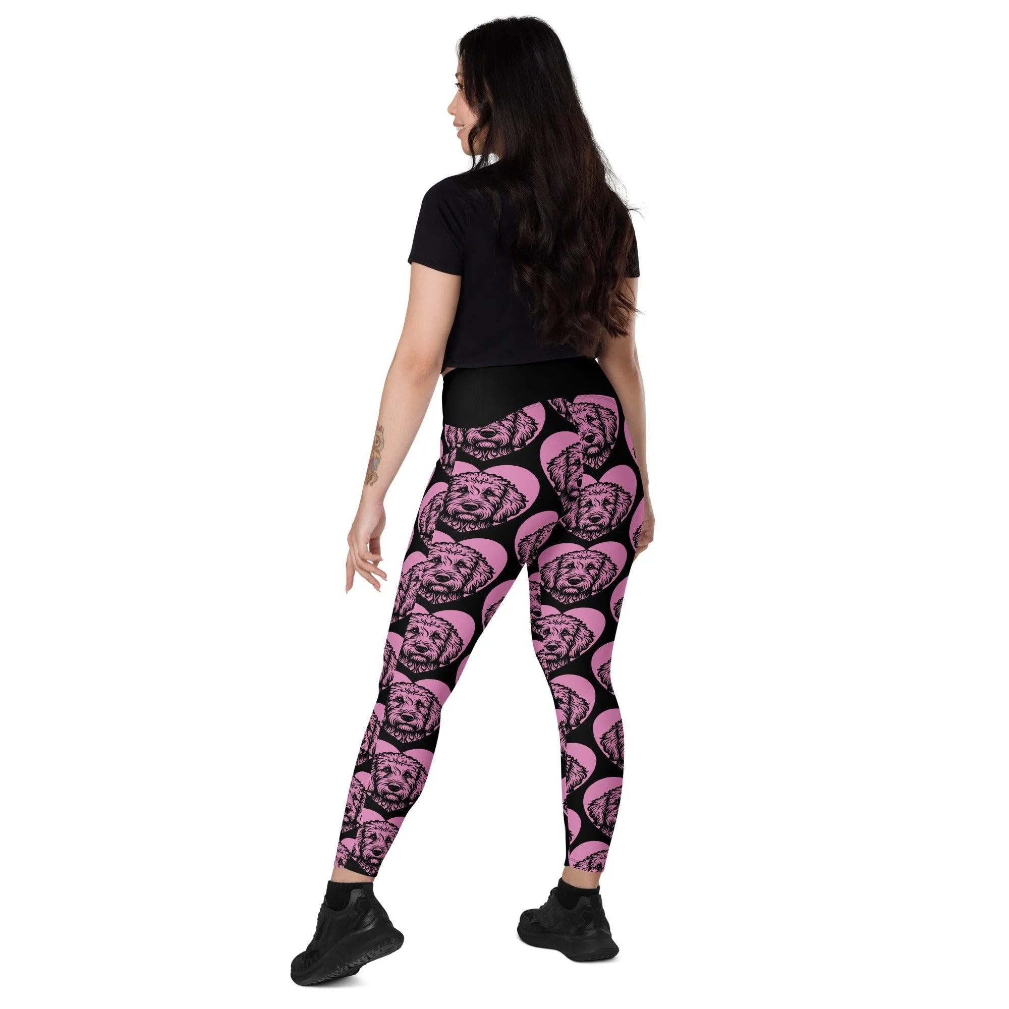 DOG BREED LEGGINGS with pockets - GOLDEN DOODLE - HERTTAHOUND - pink