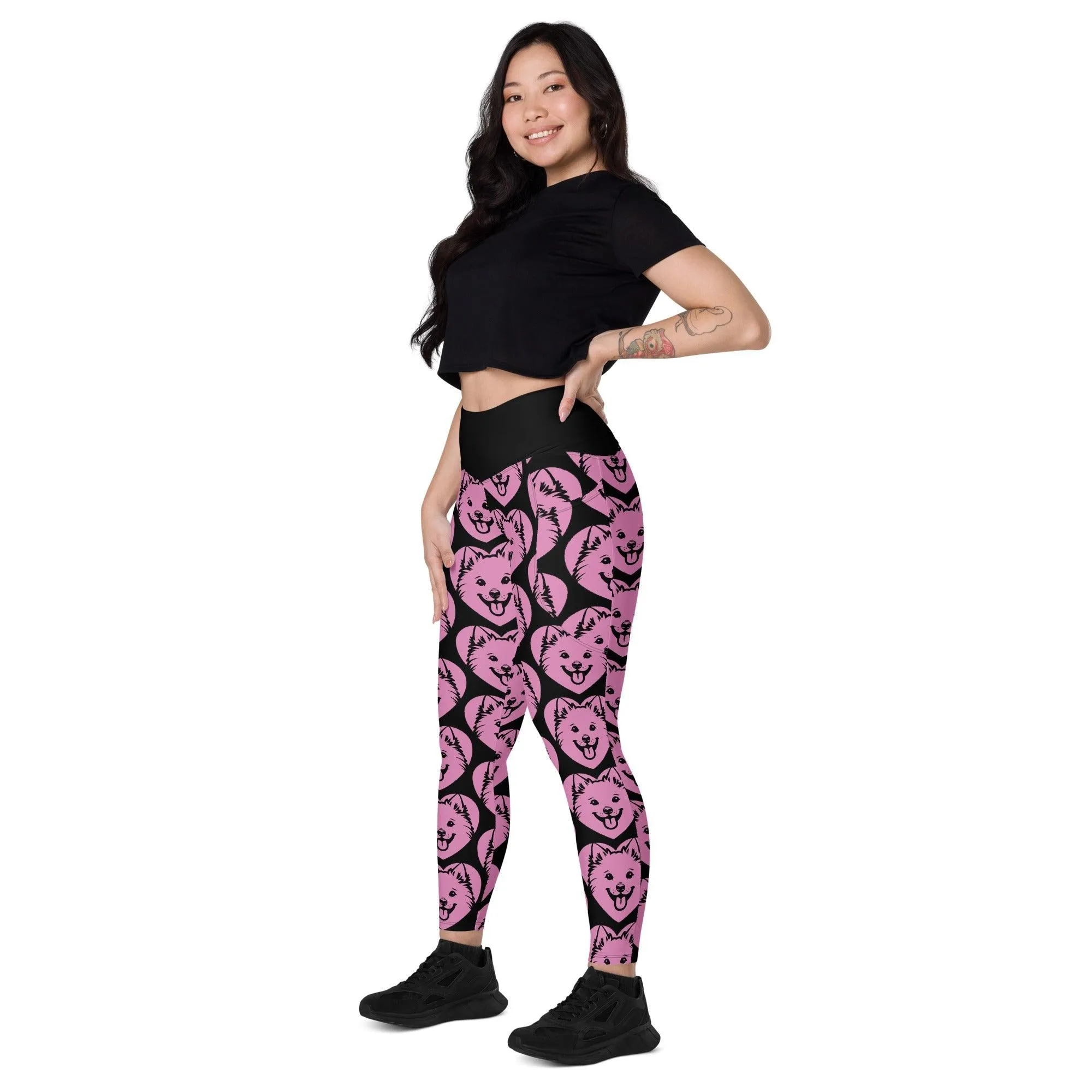DOG BREED LEGGINGS with pockets - JAPANESE SPITZ - HERTTAHOUND - pink