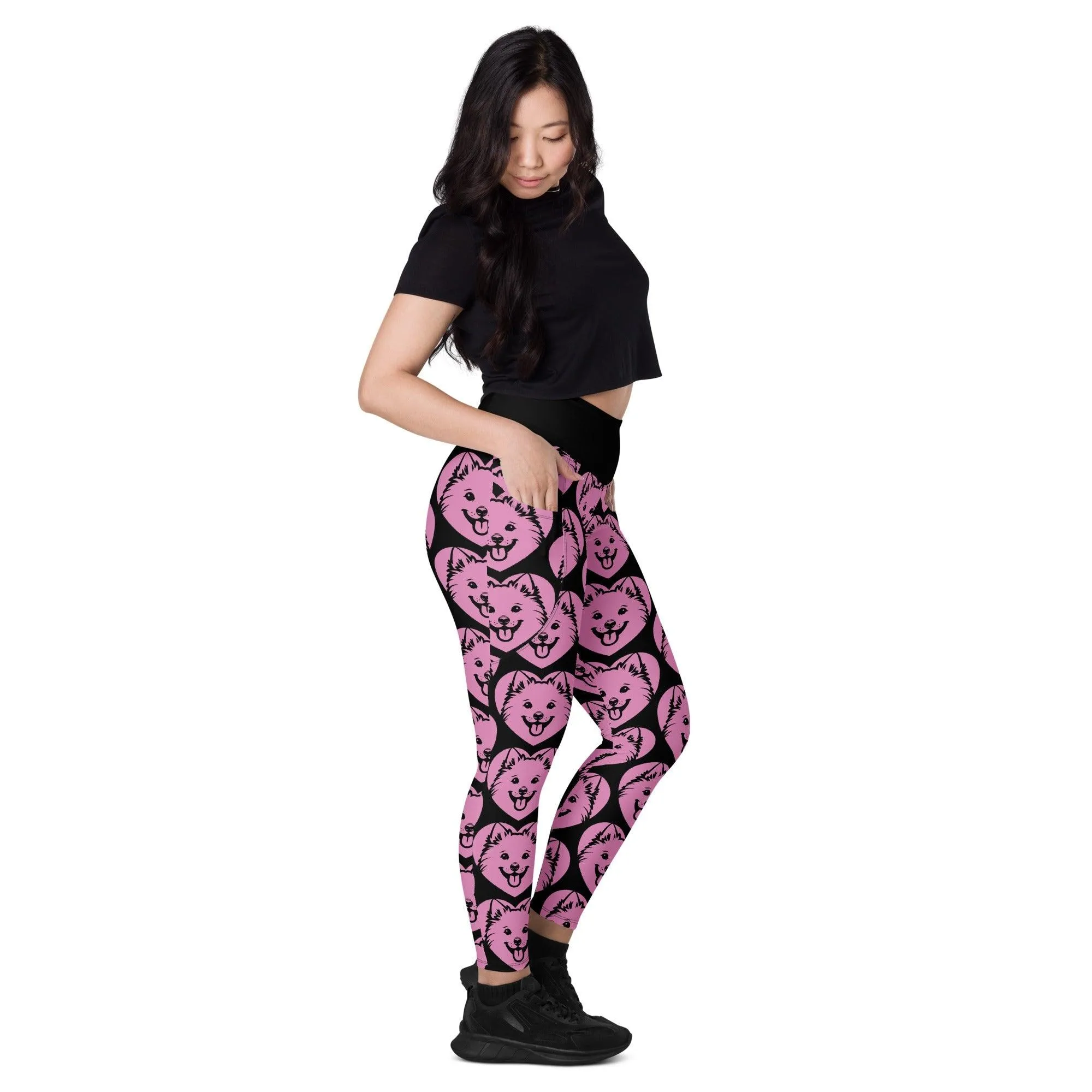 DOG BREED LEGGINGS with pockets - JAPANESE SPITZ - HERTTAHOUND - pink