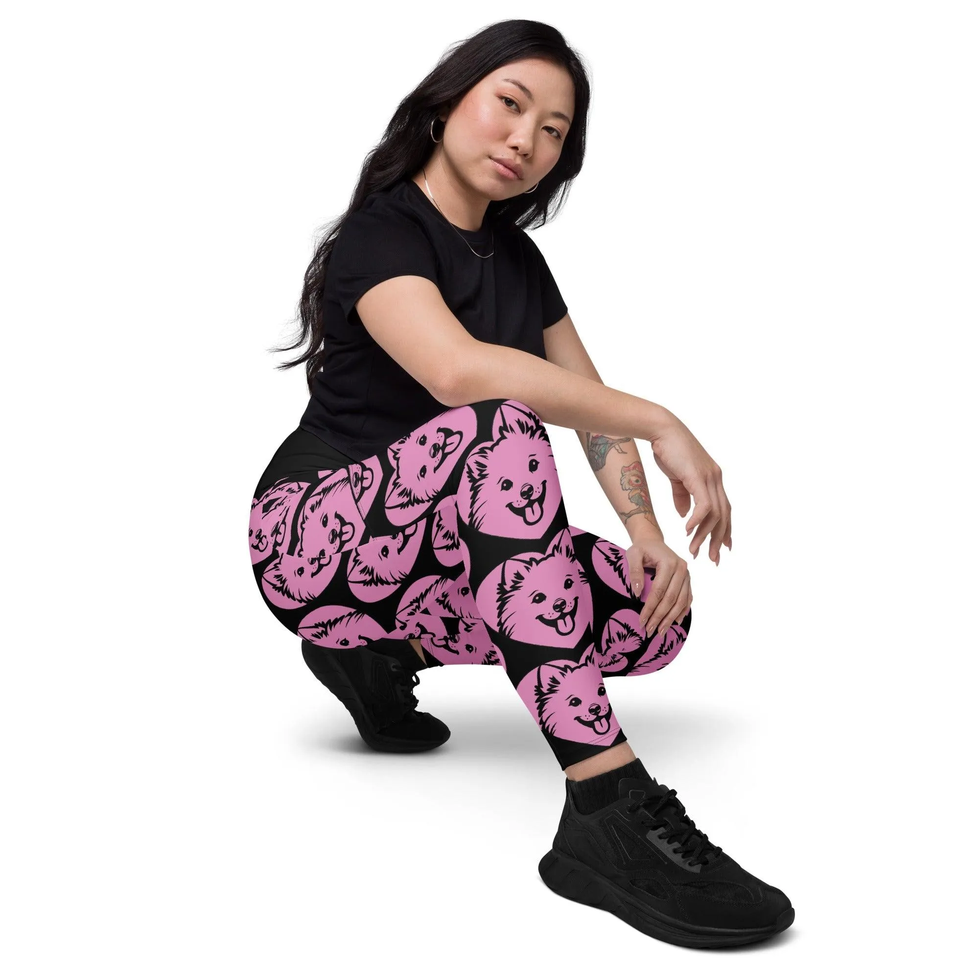 DOG BREED LEGGINGS with pockets - JAPANESE SPITZ - HERTTAHOUND - pink