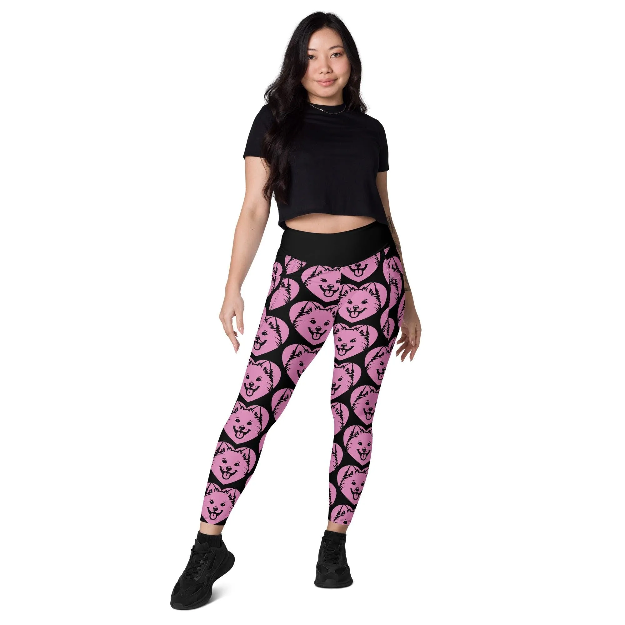 DOG BREED LEGGINGS with pockets - JAPANESE SPITZ - HERTTAHOUND - pink