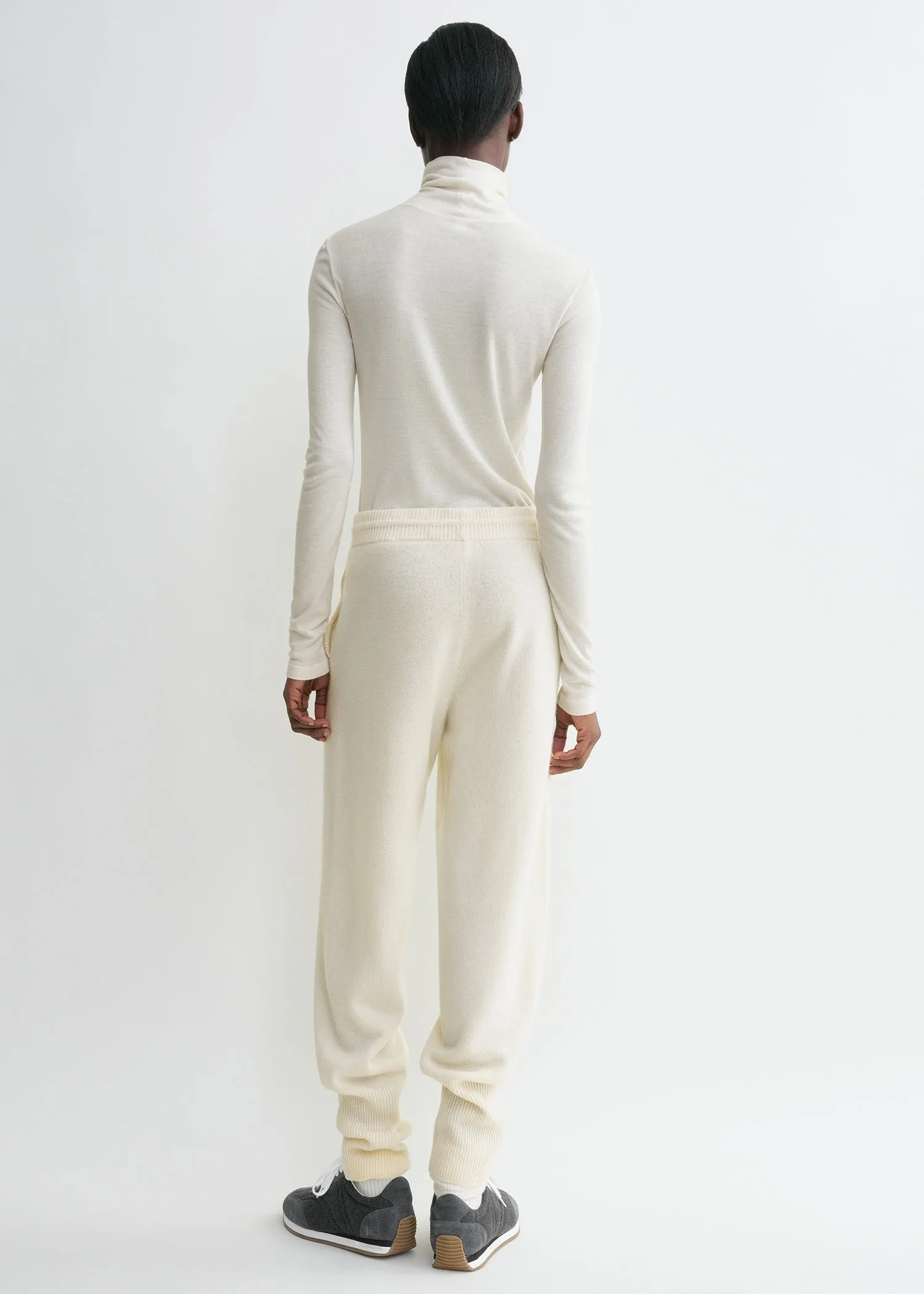 Drawstring cashmere sweatpants winter white