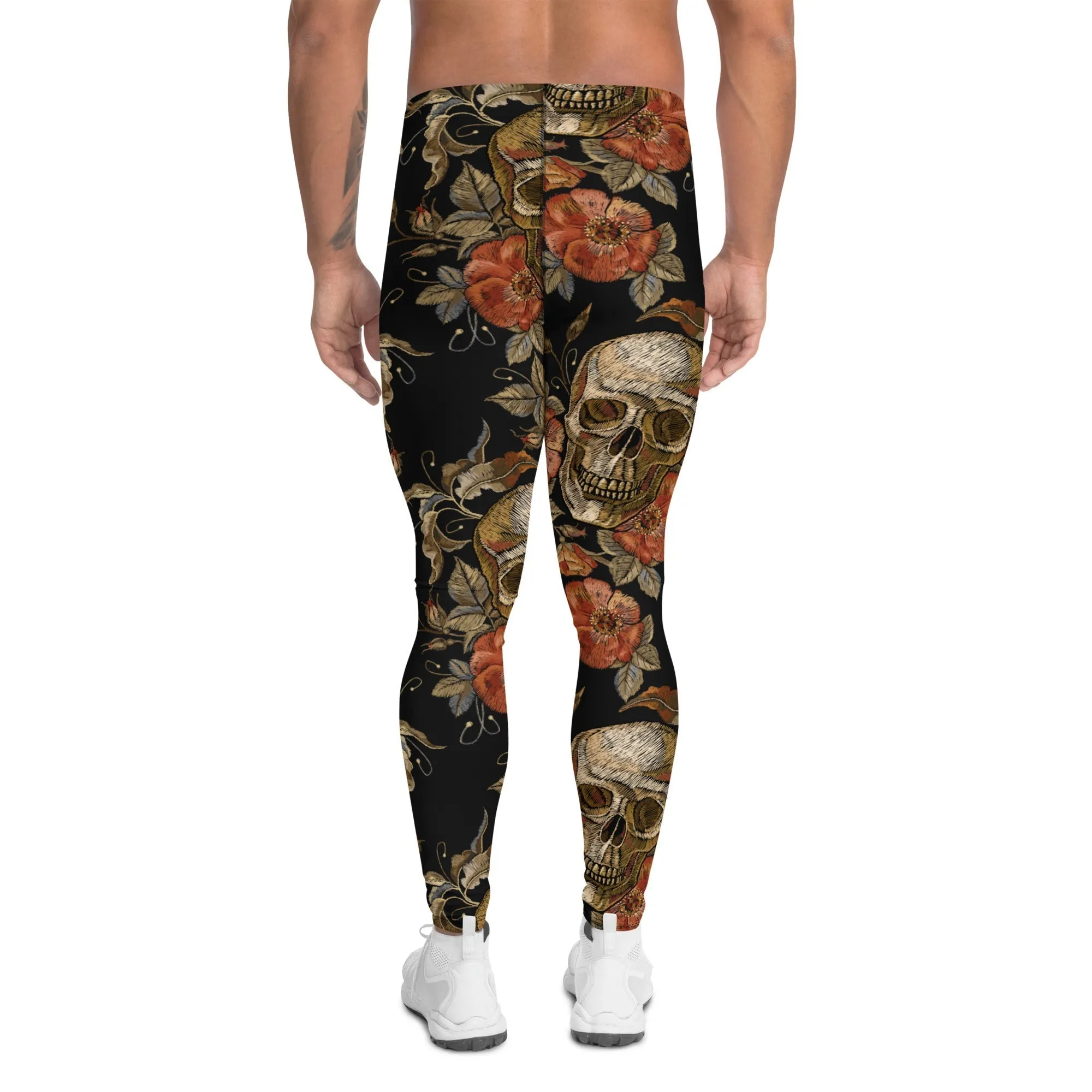 Embroidery Print Skull Men's Leggings