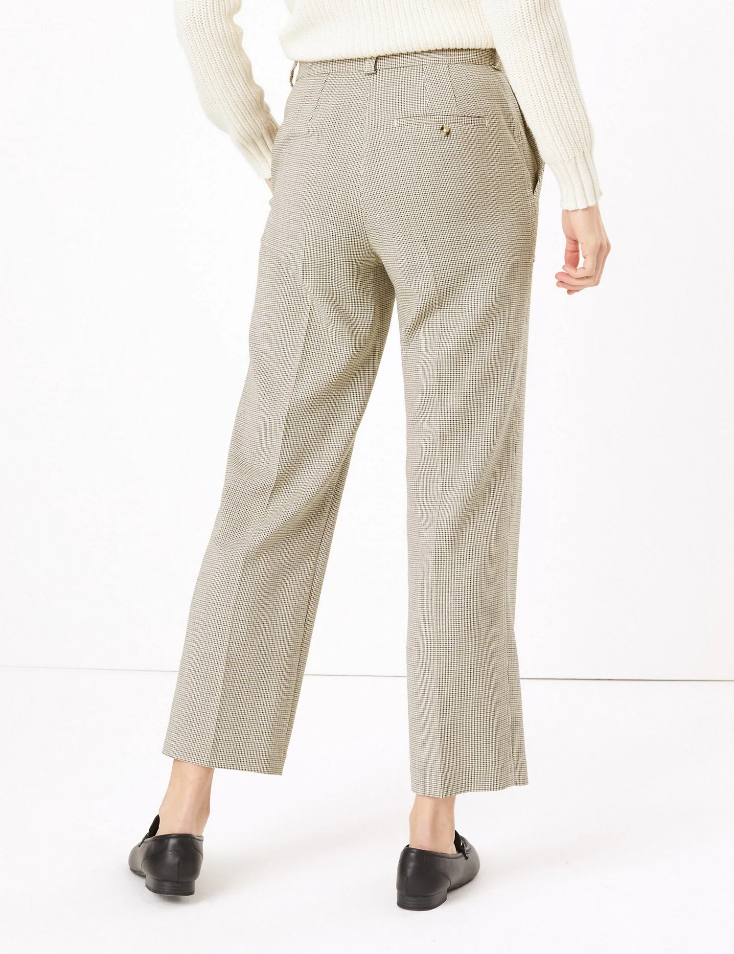 Evie Straight Leg Checked 7/8th Trousers