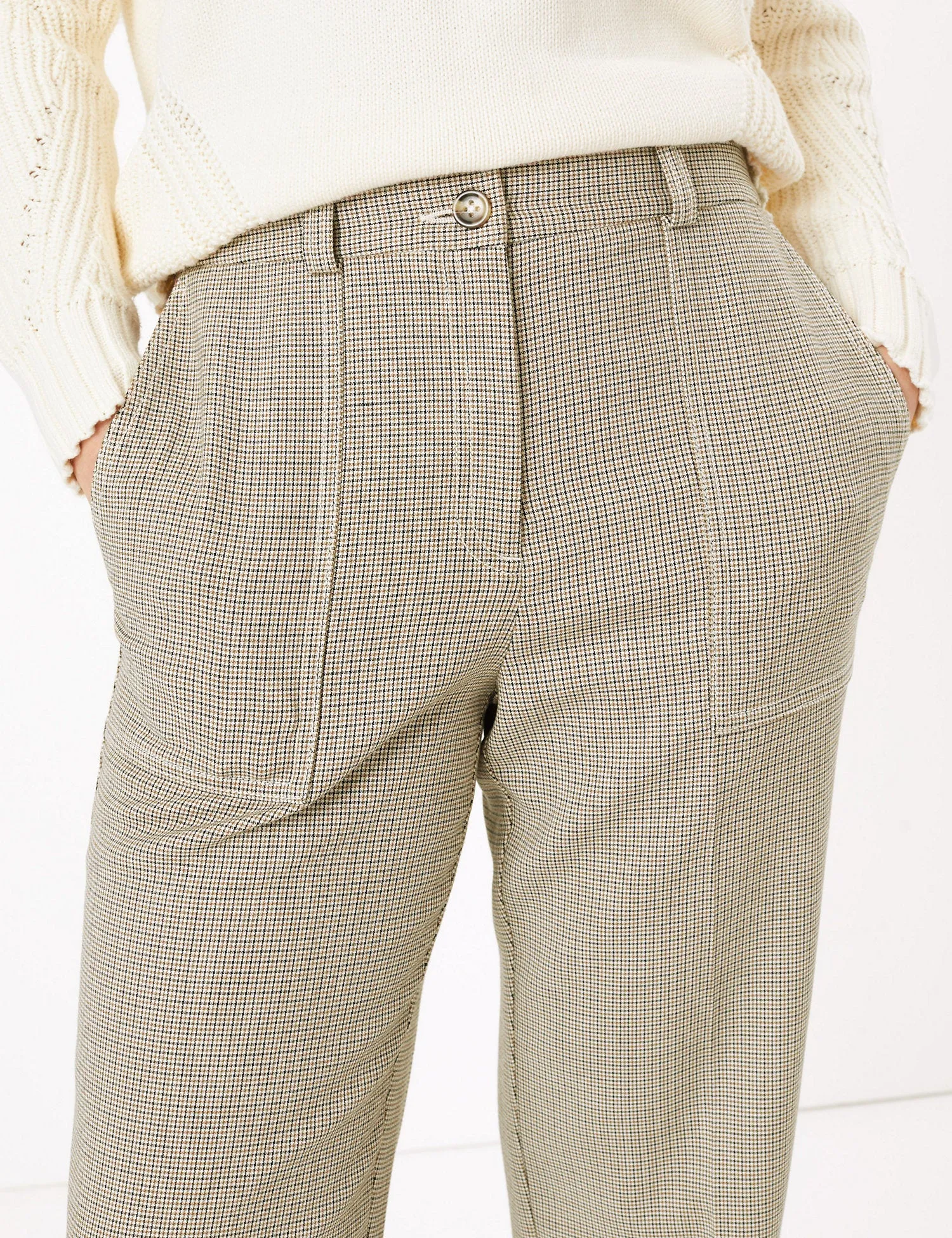 Evie Straight Leg Checked 7/8th Trousers