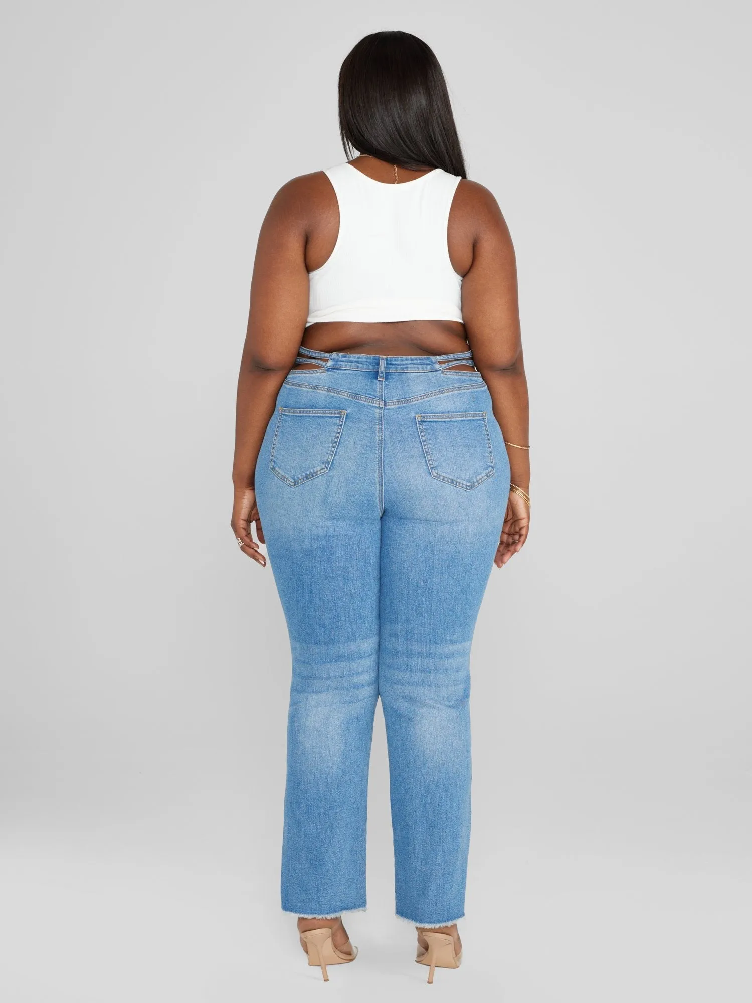 Fashion To Figure - High Rise Split Waist Relaxed Fit Jeans - Tall inseam