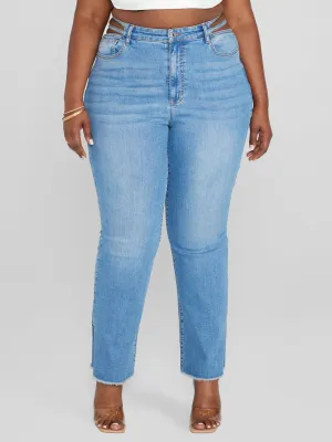 Fashion To Figure - High Rise Split Waist Relaxed Fit Jeans - Tall inseam