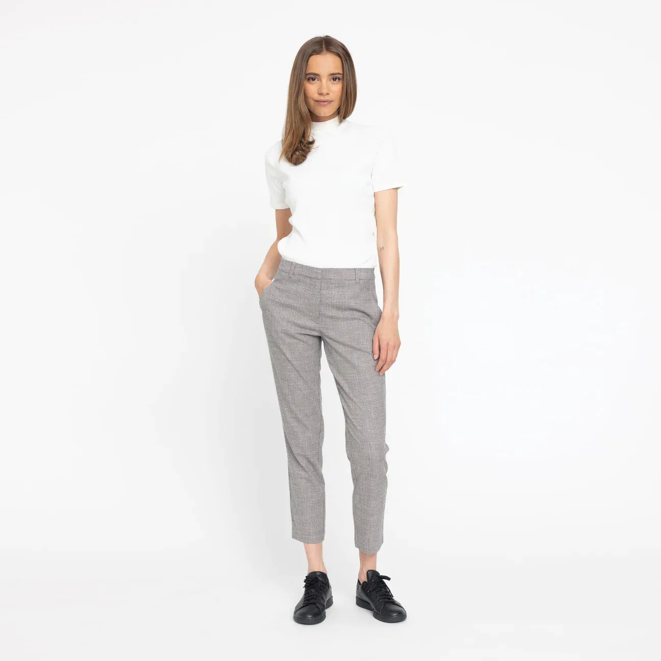 Five Units Kylie Crop in Navy Sand Mix Check