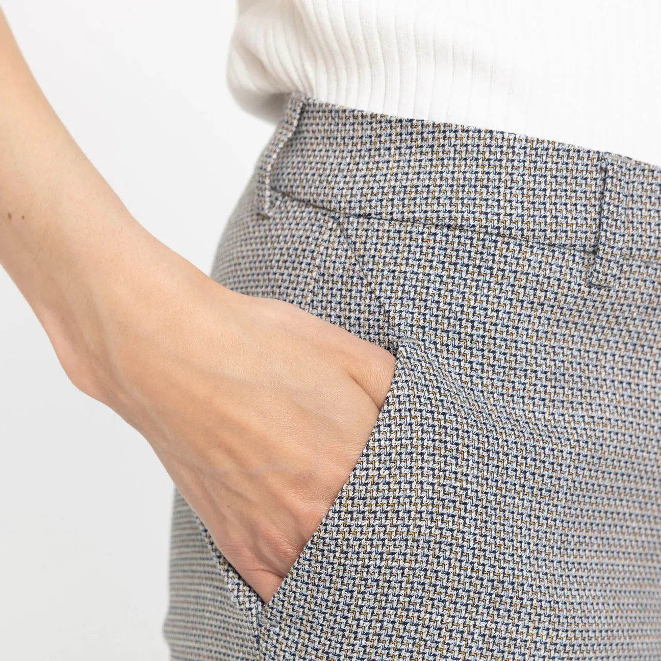 Five Units Kylie Crop in Navy Sand Mix Check