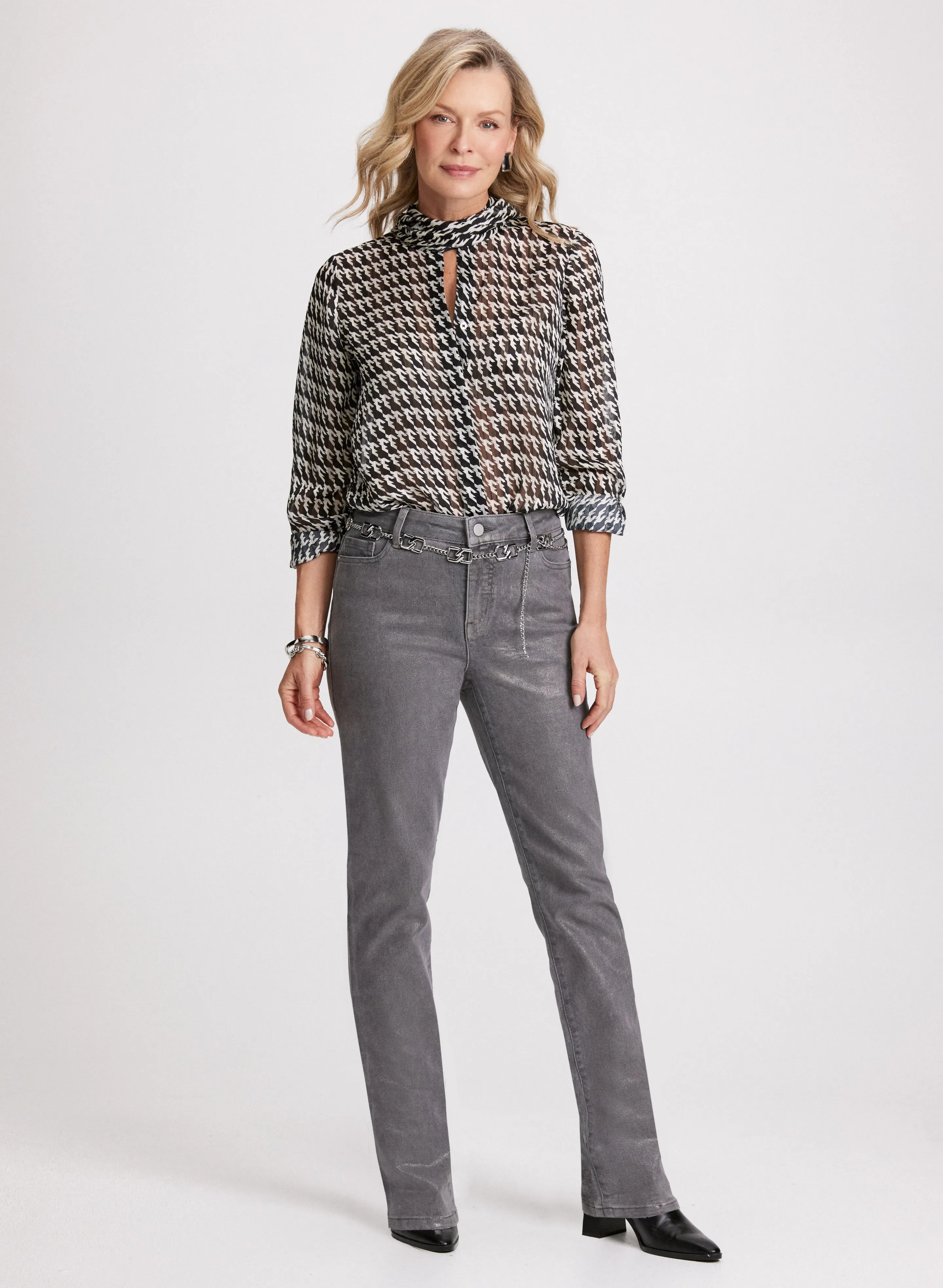 Foiled Straight Leg Jeans