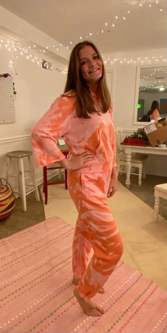 Funky and Fun Tie-Dye Hoodie Sweatsuit (Pink)