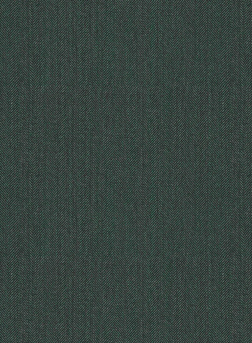 Green Herringbone Wool Pants