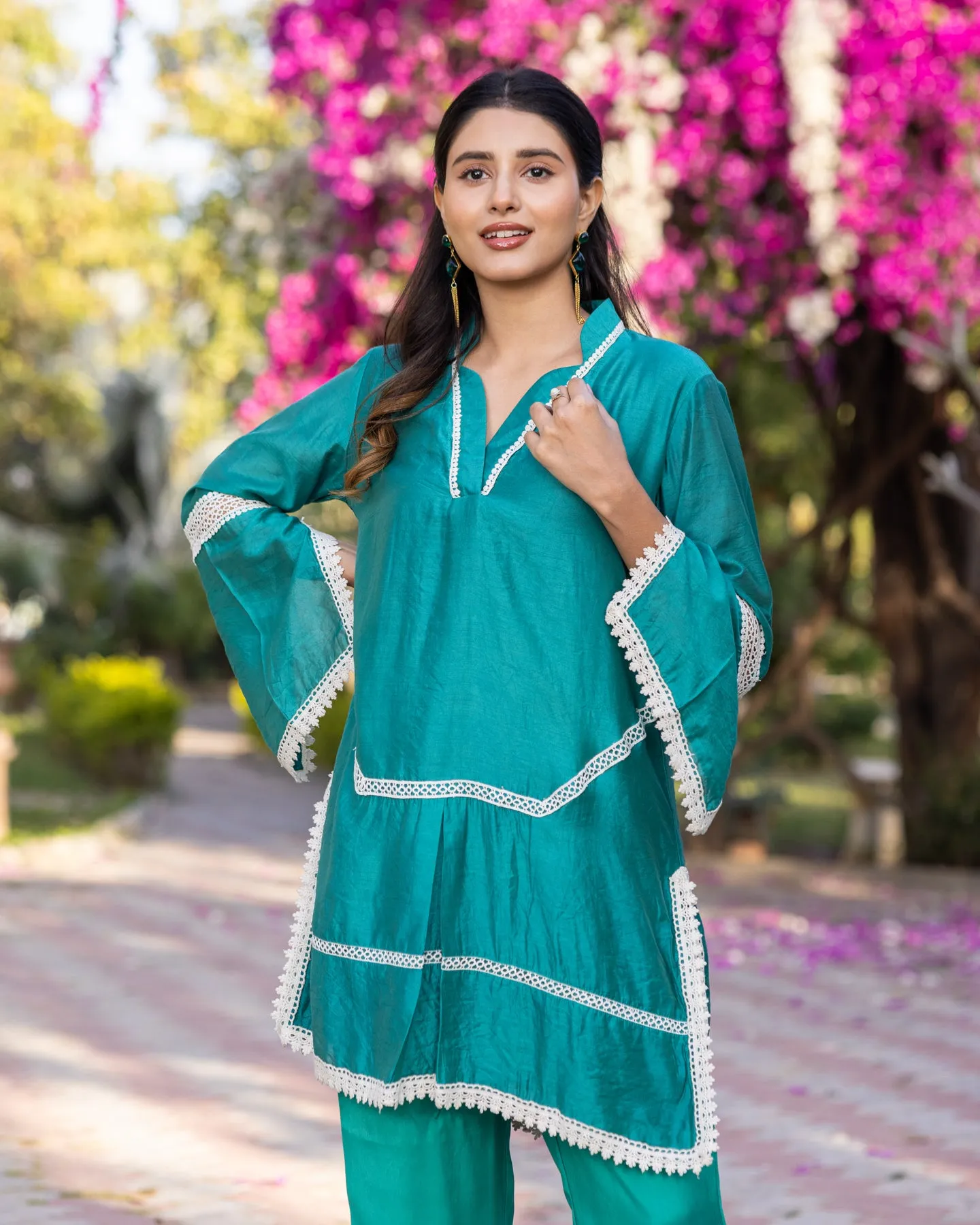 Green Lace Kurta Set