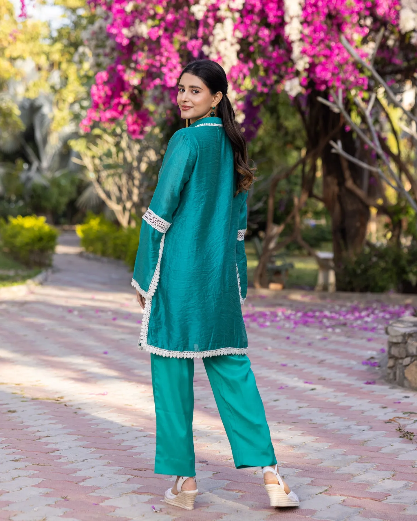 Green Lace Kurta Set