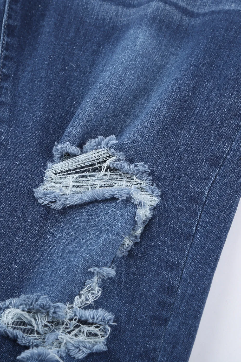 High-Rise Distressed Hem Detail Jeans