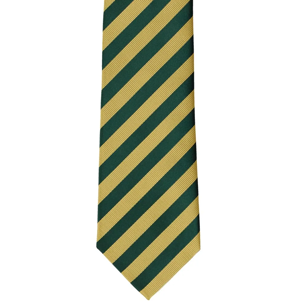 Hunter Green and Gold Formal Striped Tie