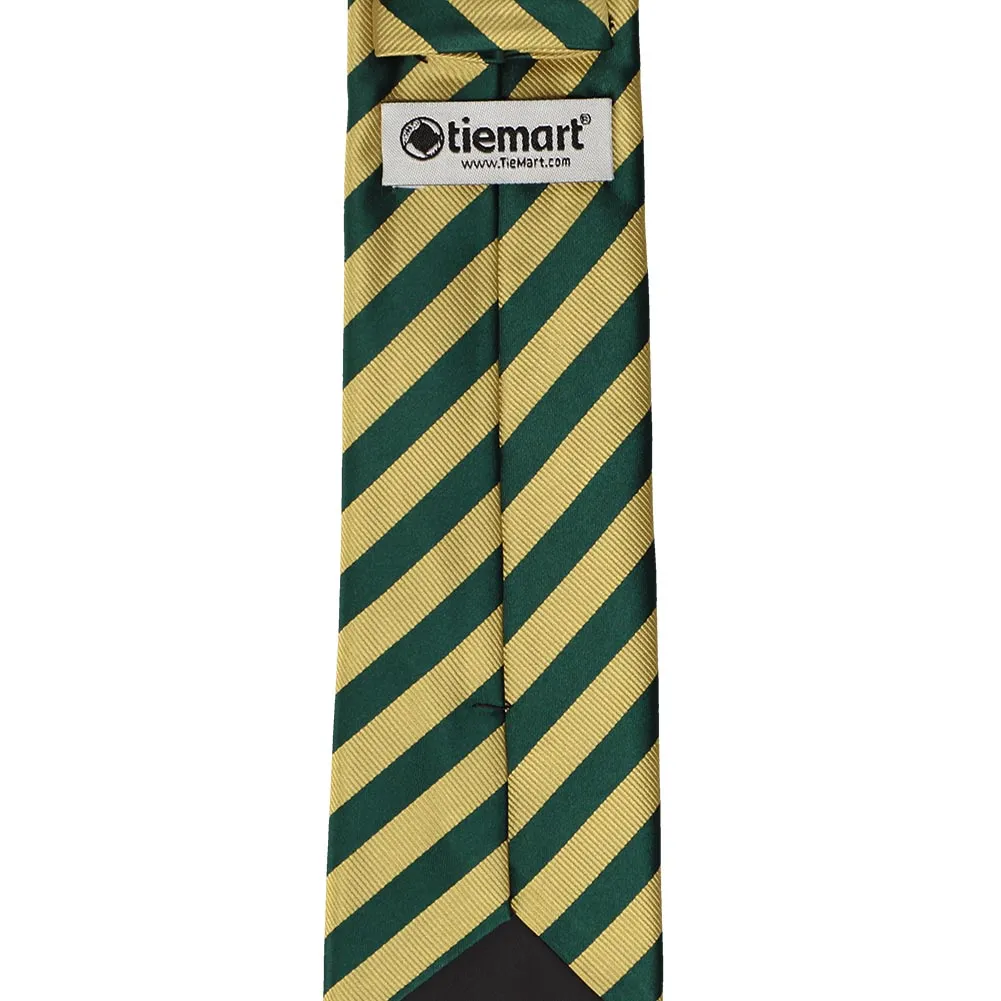 Hunter Green and Gold Formal Striped Tie