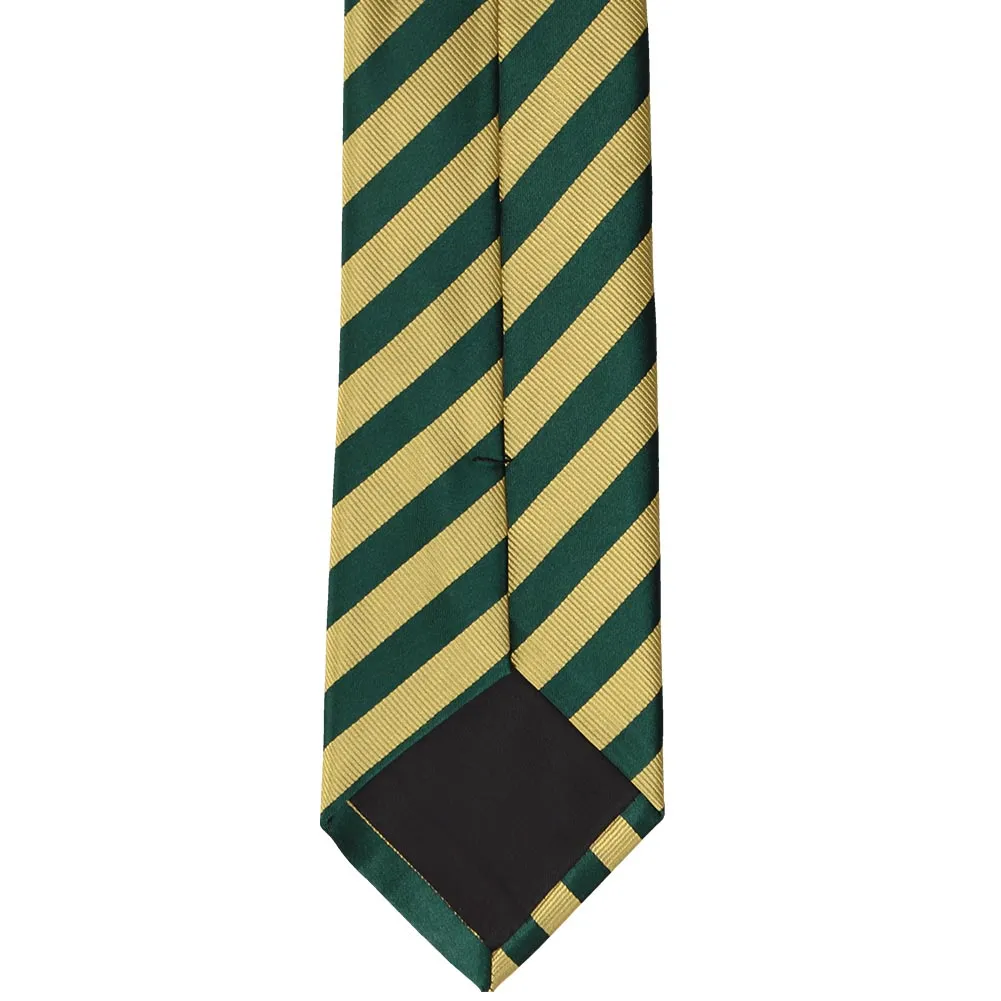 Hunter Green and Gold Formal Striped Tie