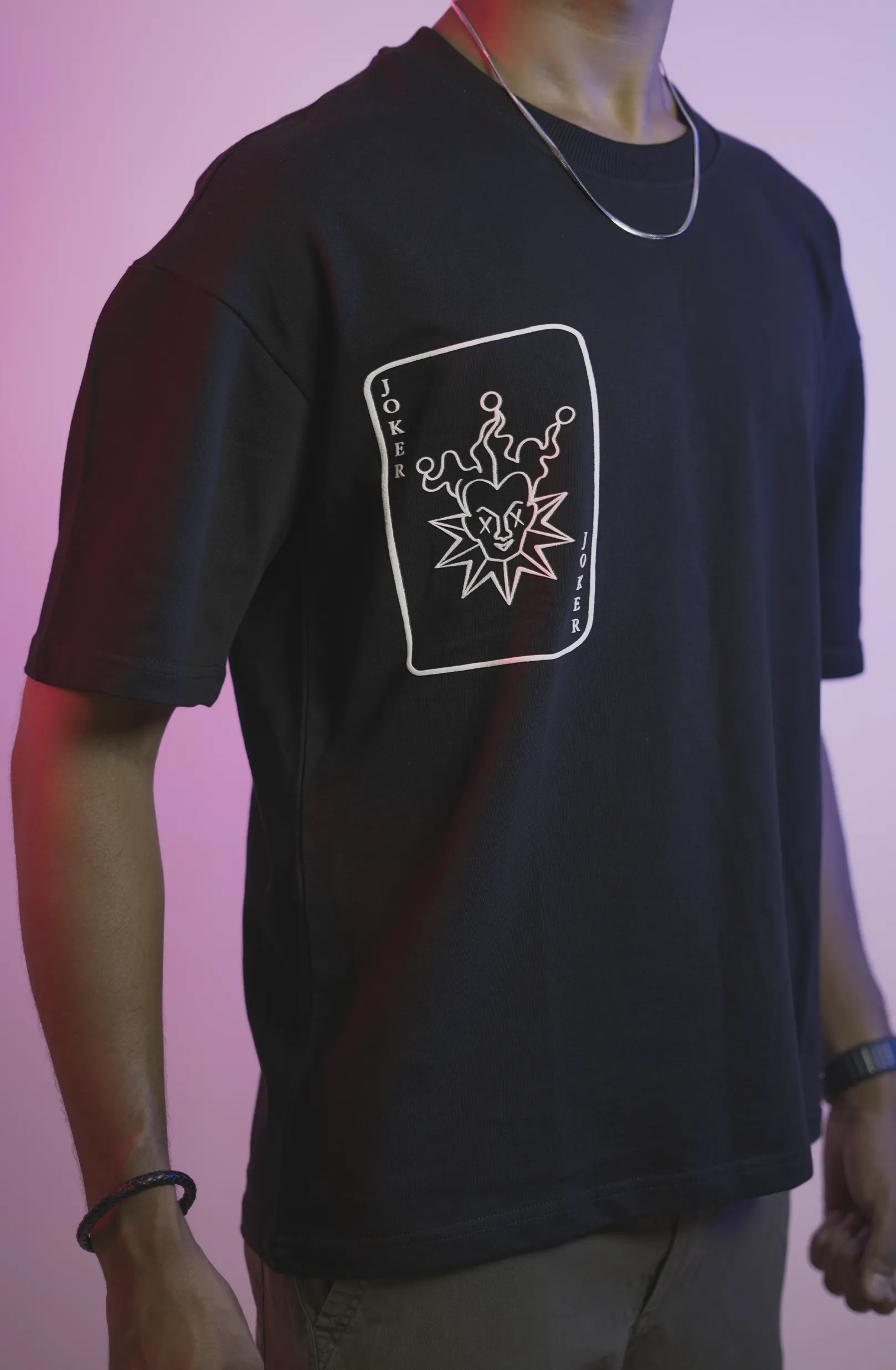 JOKER Black Drop Shoulder T-shirt