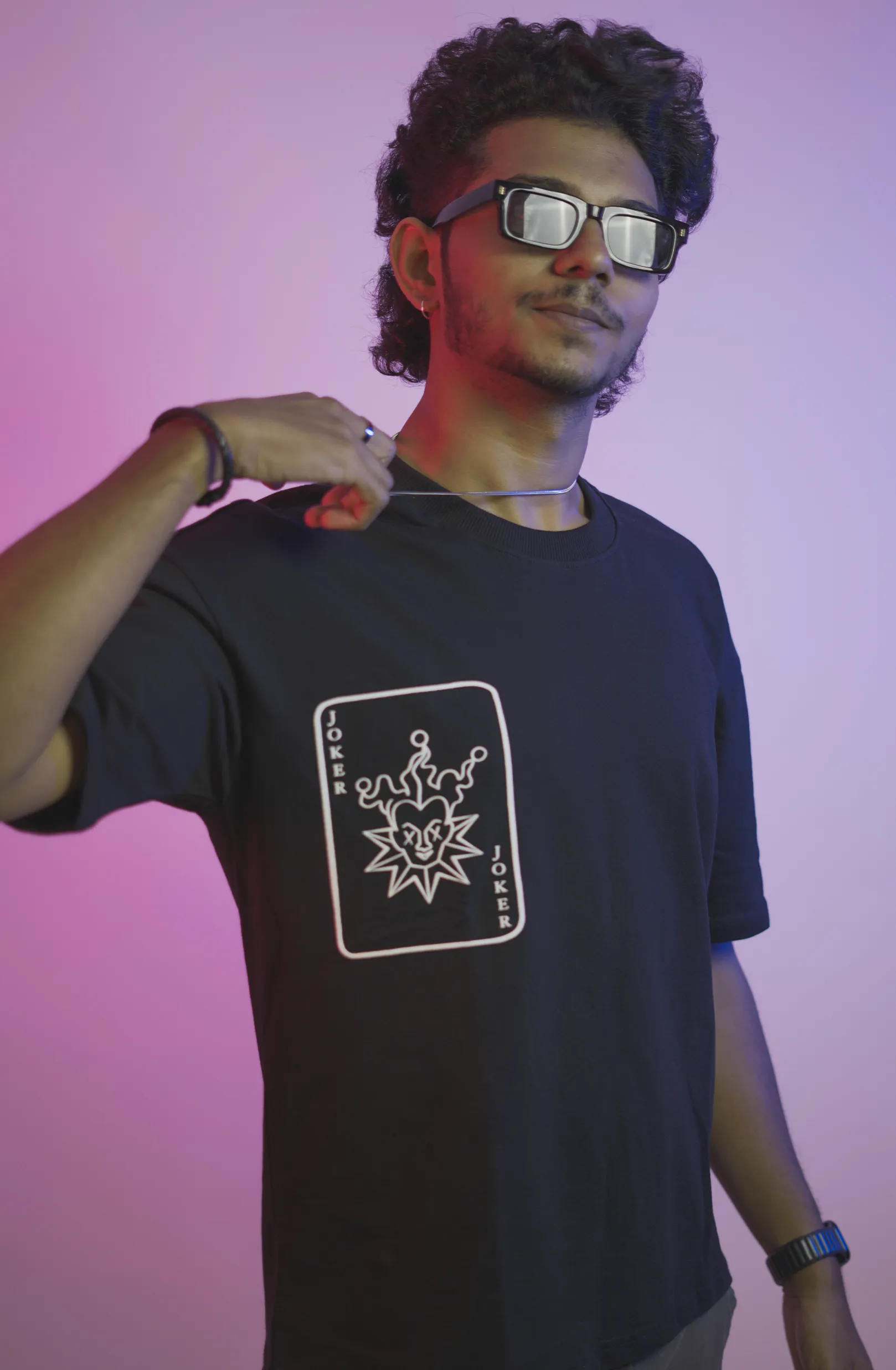 JOKER Black Drop Shoulder T-shirt