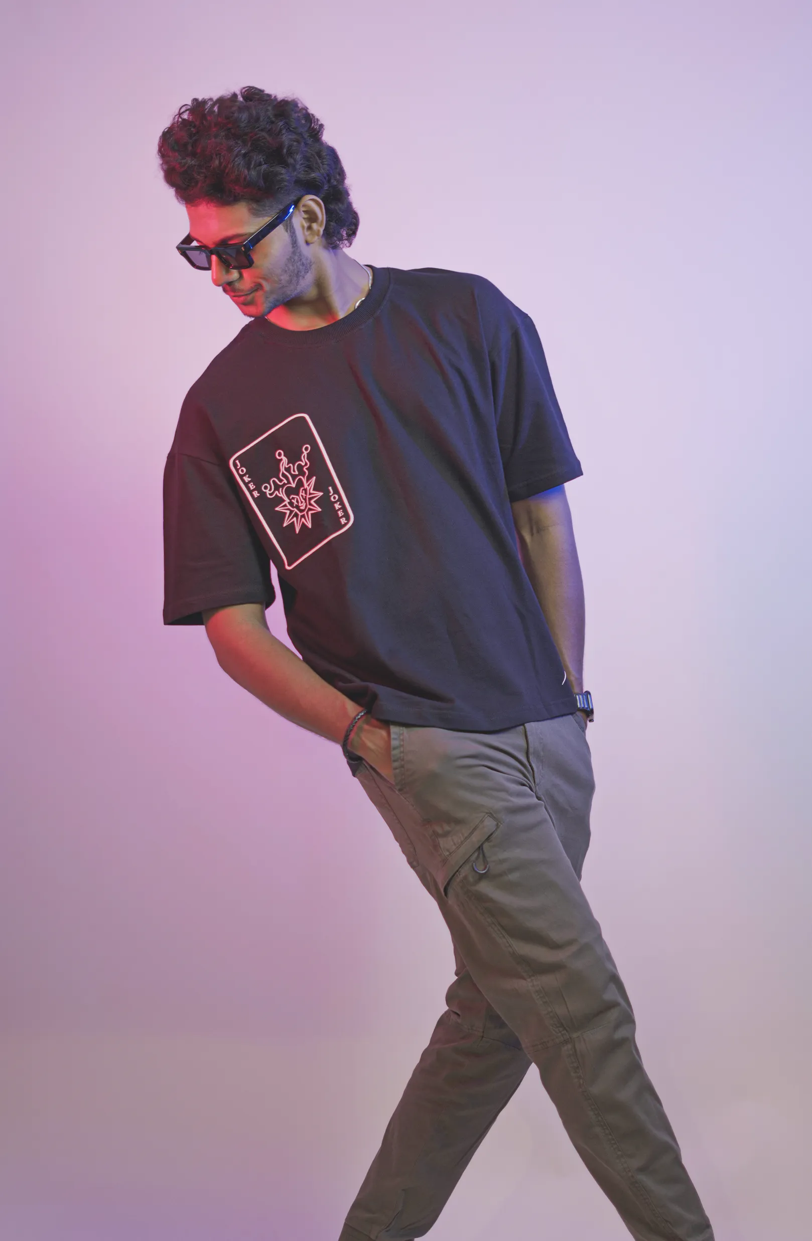 JOKER Black Drop Shoulder T-shirt