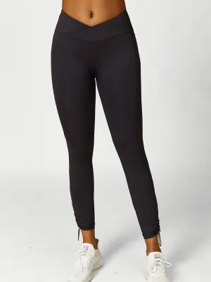 Kallie New Drawstring Yoga Wear Breathable Solid Color Running Tights