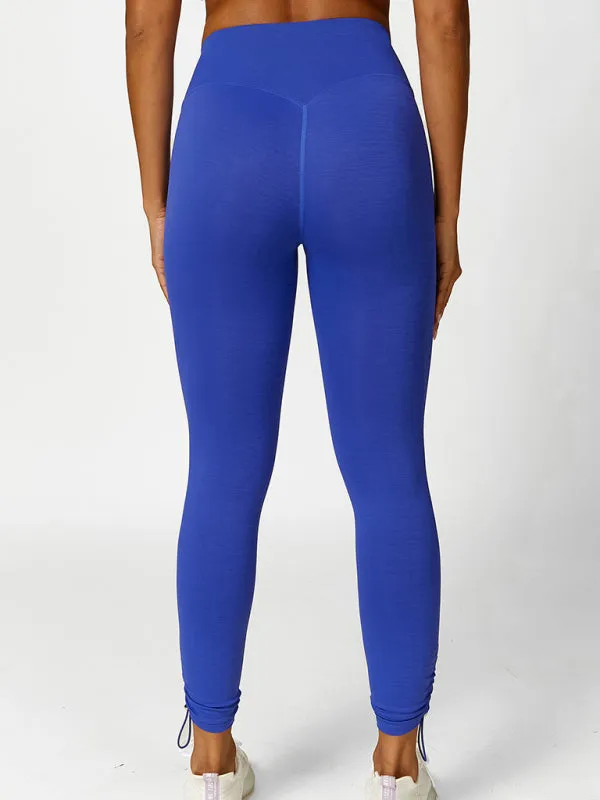 Kallie New Drawstring Yoga Wear Breathable Solid Color Running Tights
