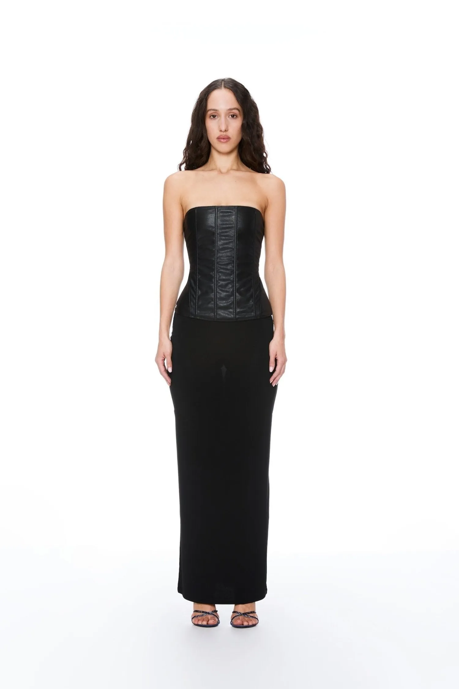 LIBRA CORSET - BLACK VEGAN LEATHER