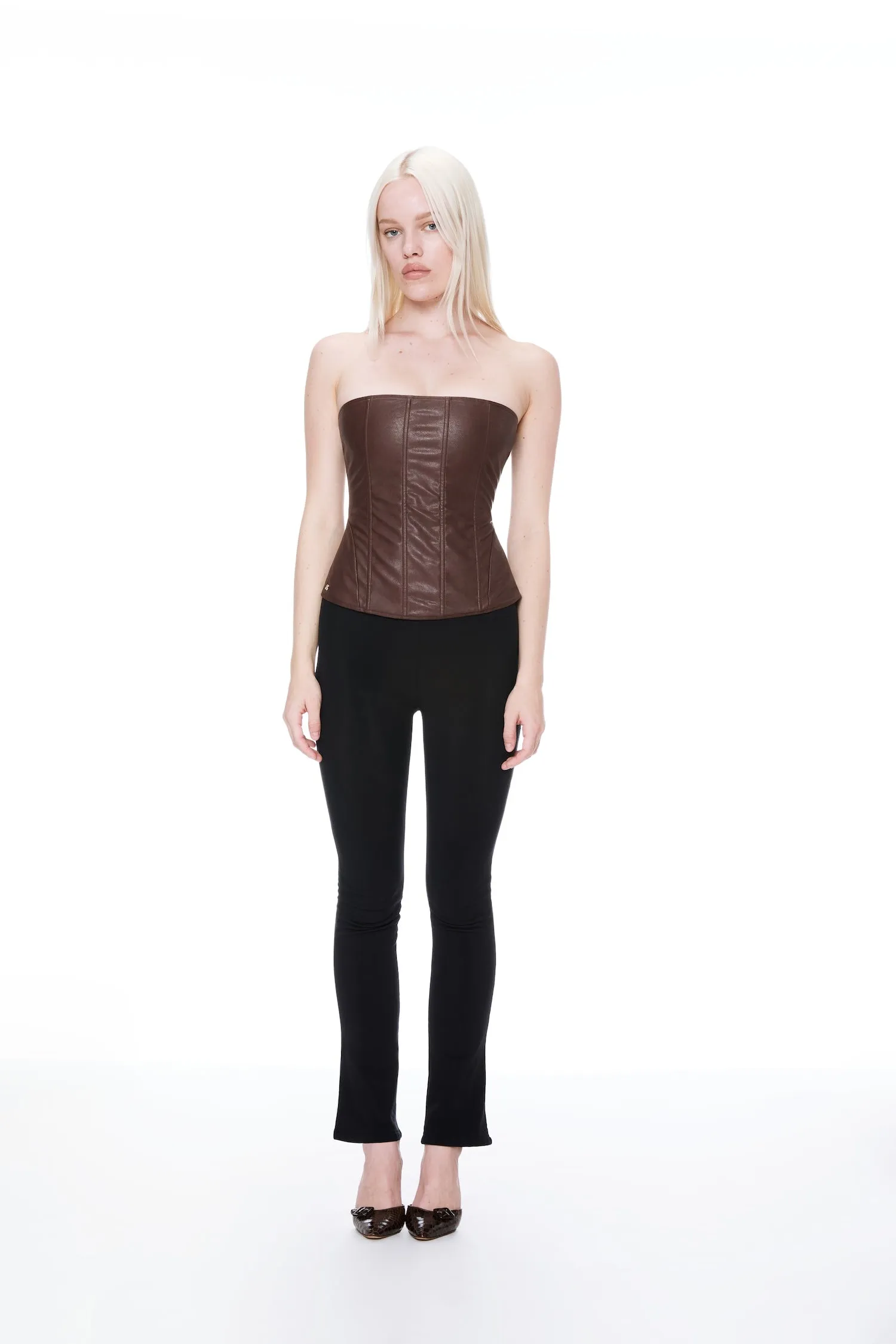 LIBRA CORSET - BROWN VEGAN LEATHER