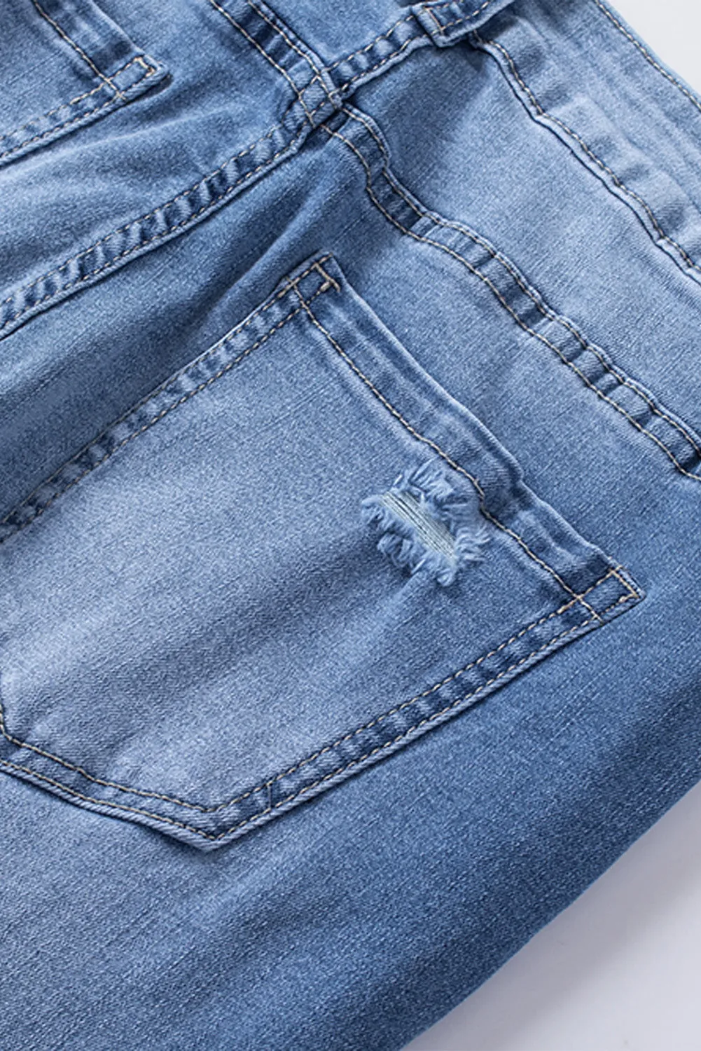 Light Blue High Waist Distressed Skinny Jeans