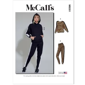 M8351 Misses' Lounge Pants, Top and Hoodie
