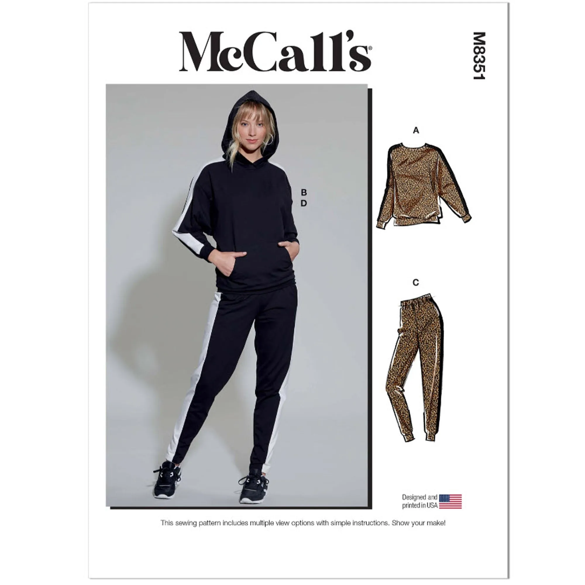 M8351 Misses' Lounge Pants, Top and Hoodie