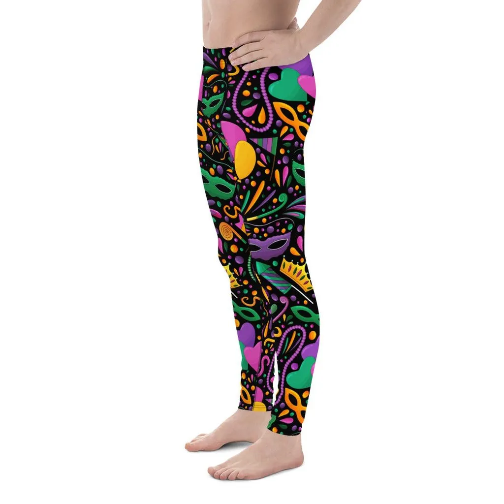 Mardi Gras Masks & Beads Party Men's Leggings