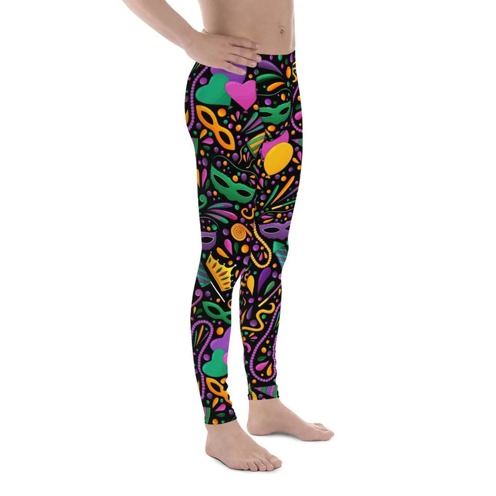 Mardi Gras Masks & Beads Party Men's Leggings