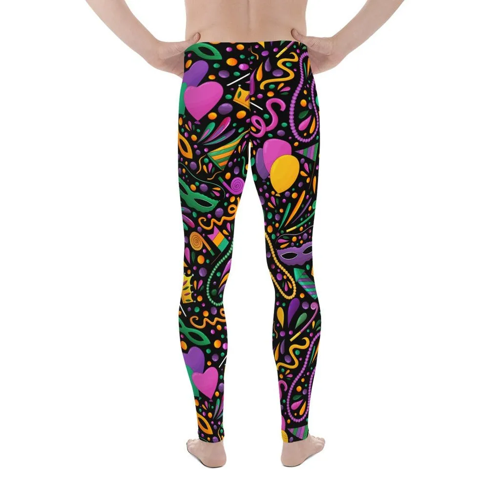 Mardi Gras Masks & Beads Party Men's Leggings