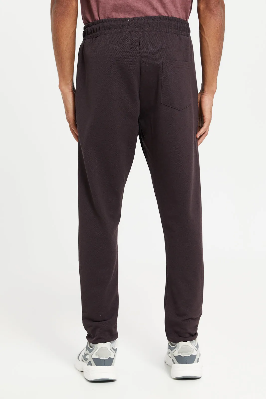 Men Burgundy Pique Joggers