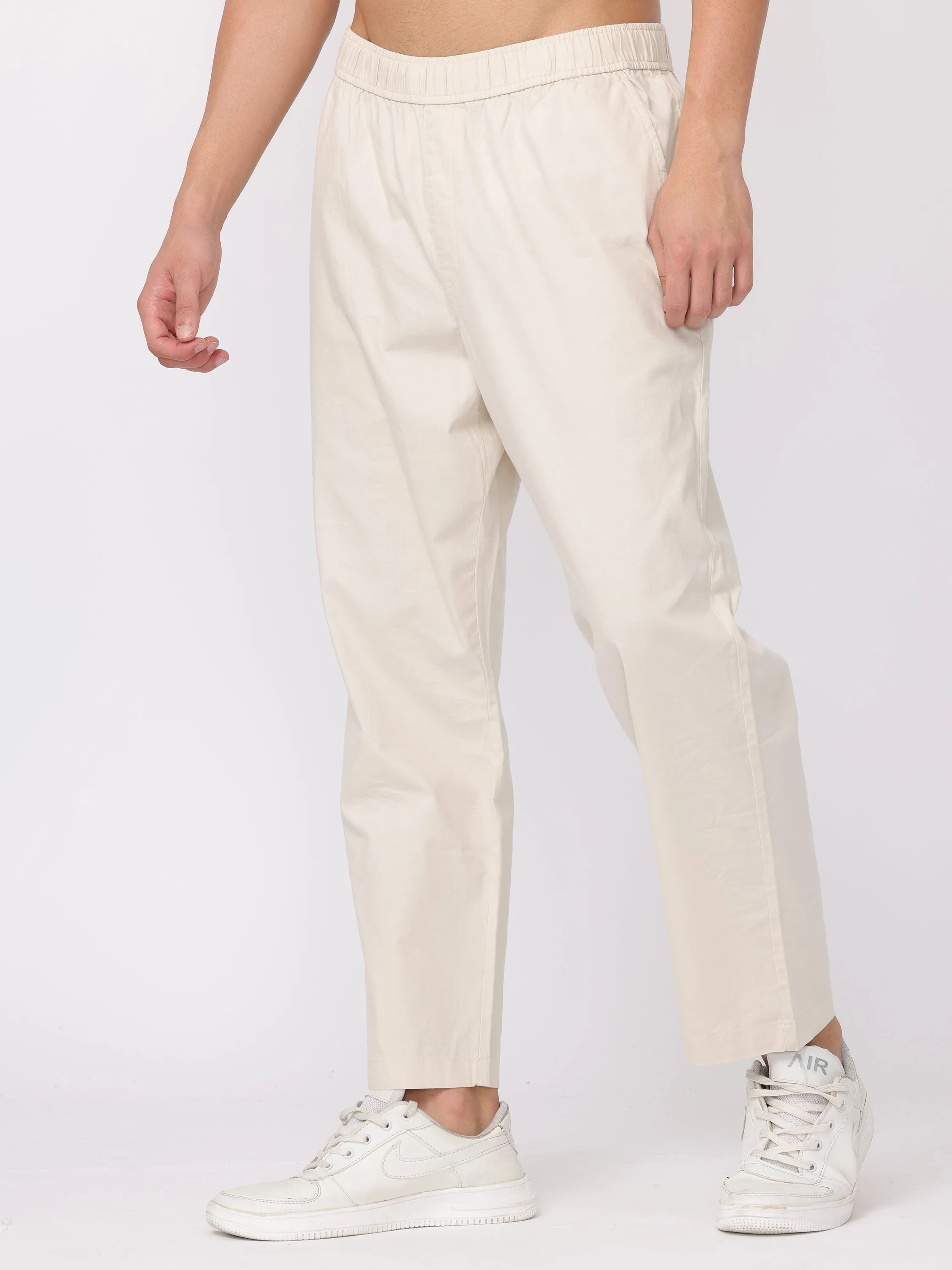 Men Cream Regular Fit Pants