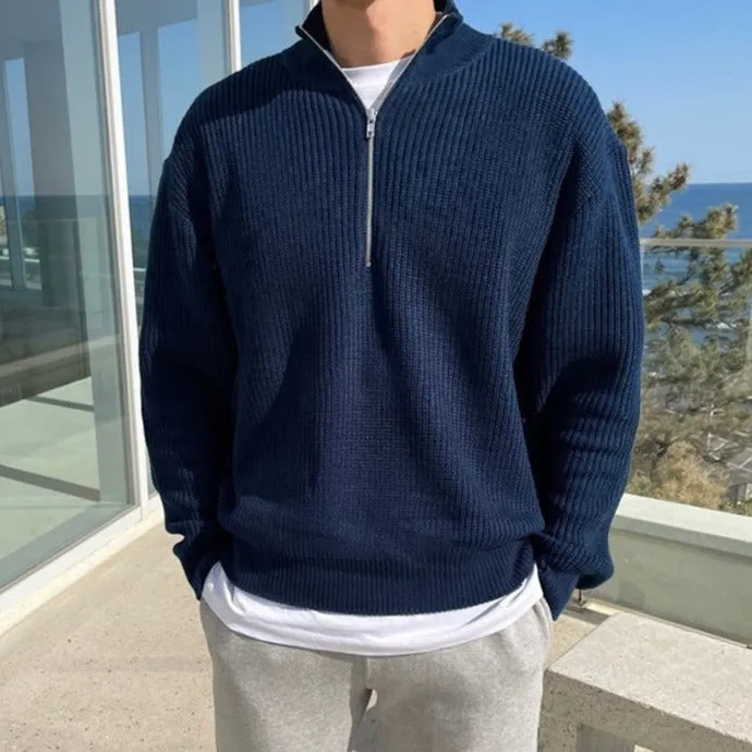 Men's Casual Quarter Zip Oversized Jumper | Ideal for Autumn/Winter