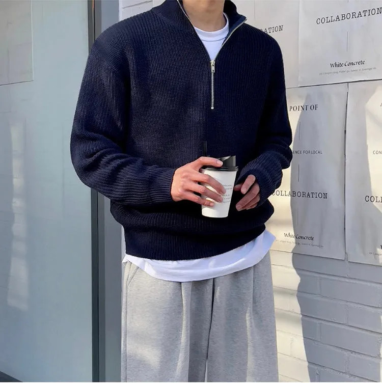 Men's Casual Quarter Zip Oversized Jumper | Ideal for Autumn/Winter