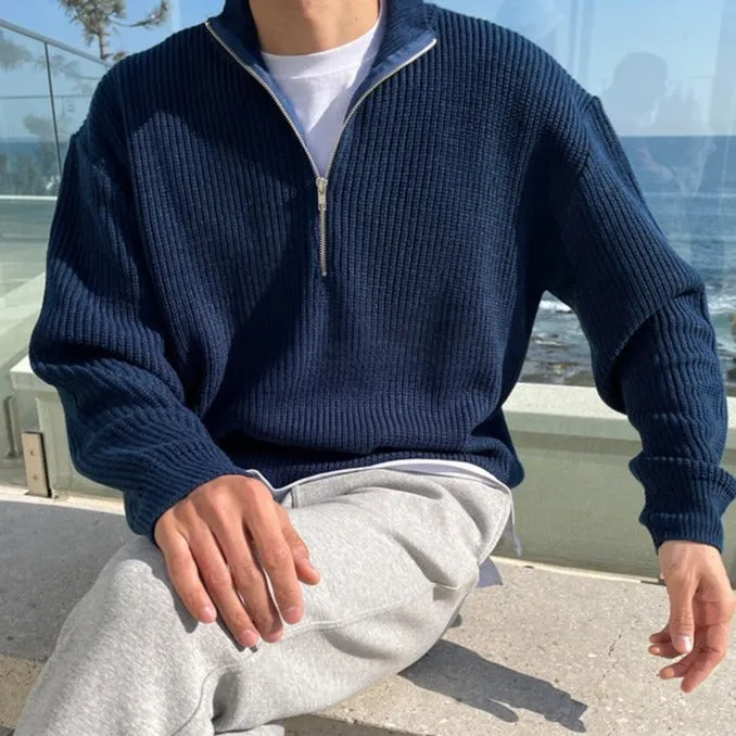 Men's Casual Quarter Zip Oversized Jumper | Ideal for Autumn/Winter
