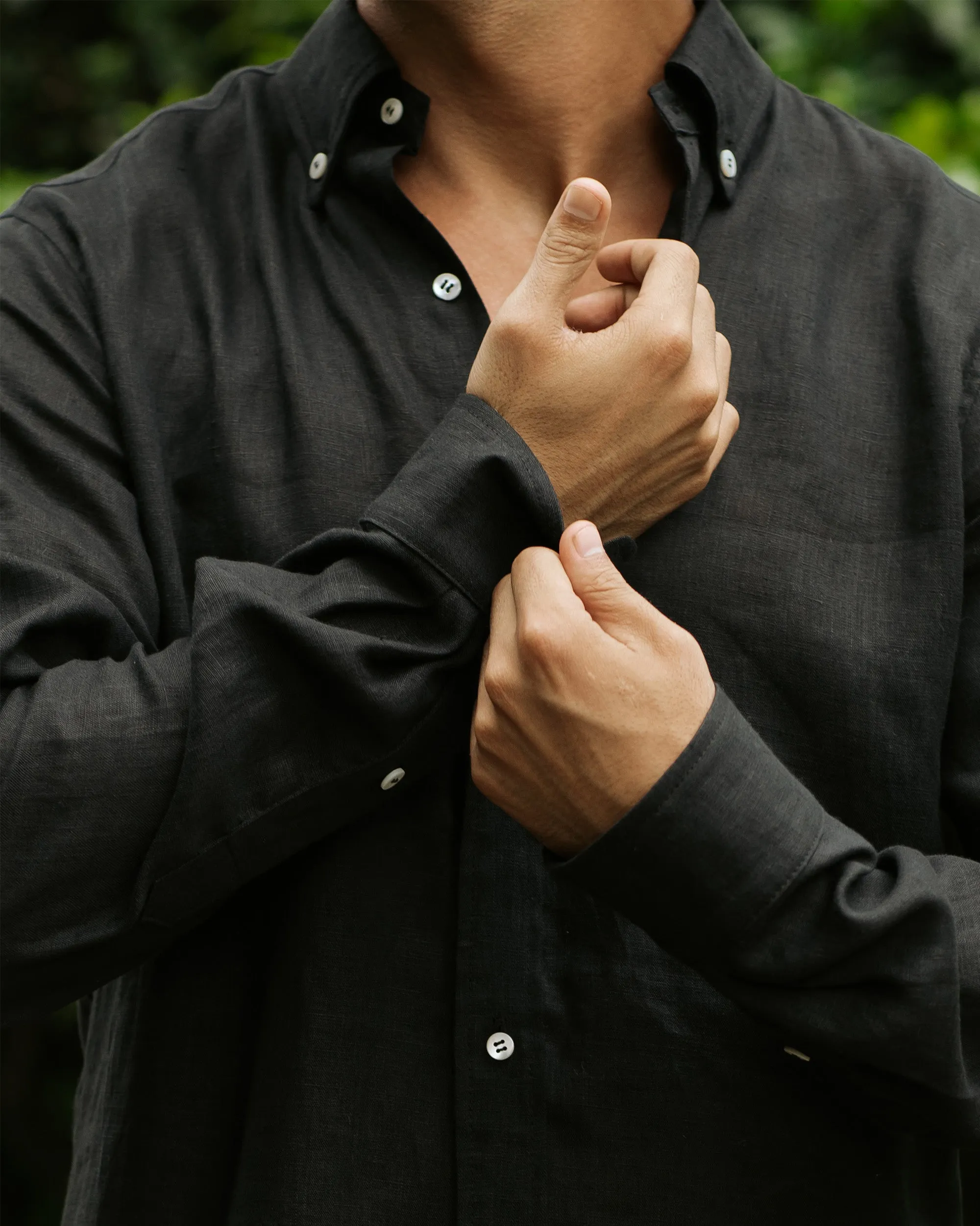 Men's classic linen shirt WENGEN in Black