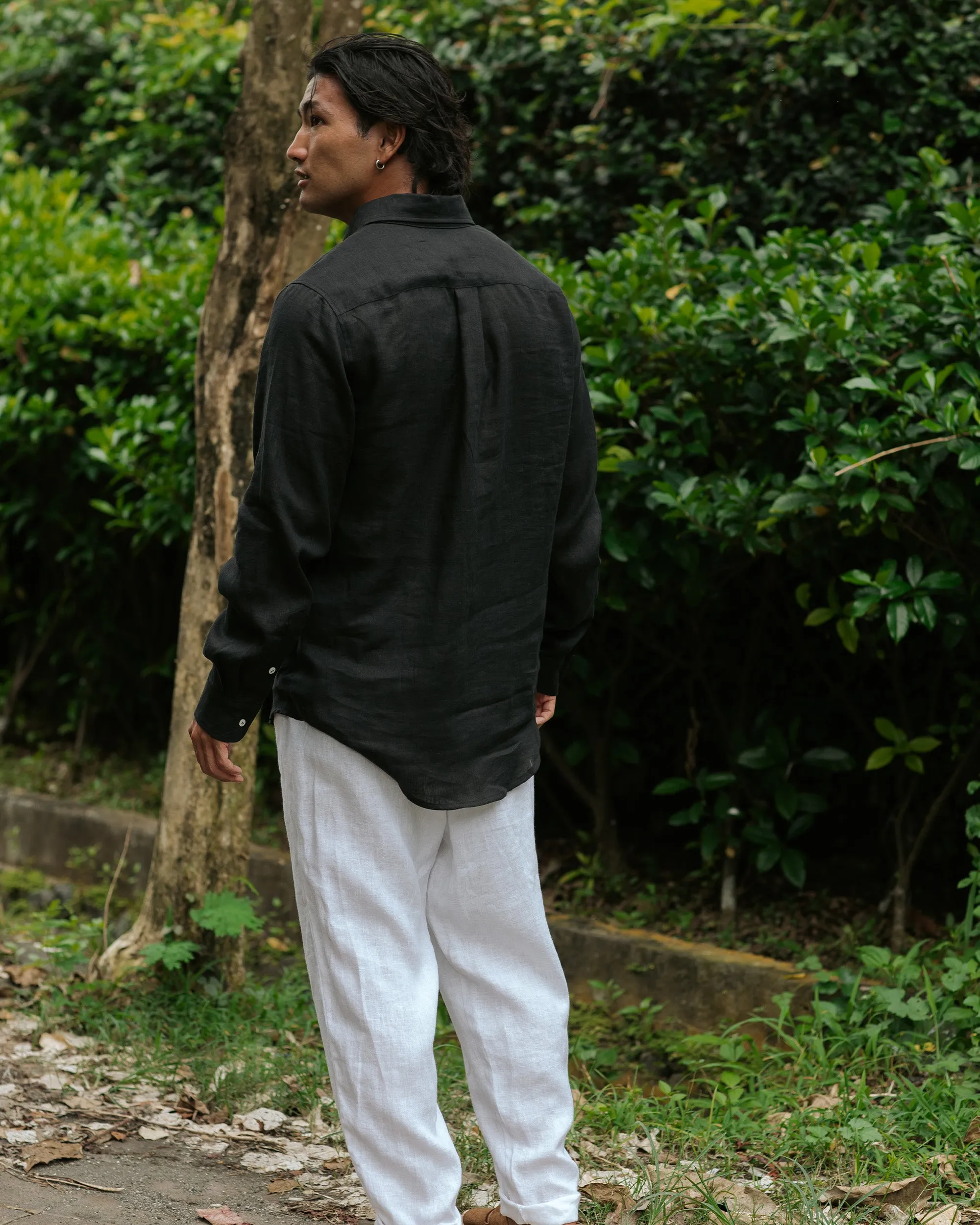 Men's classic linen shirt WENGEN in Black