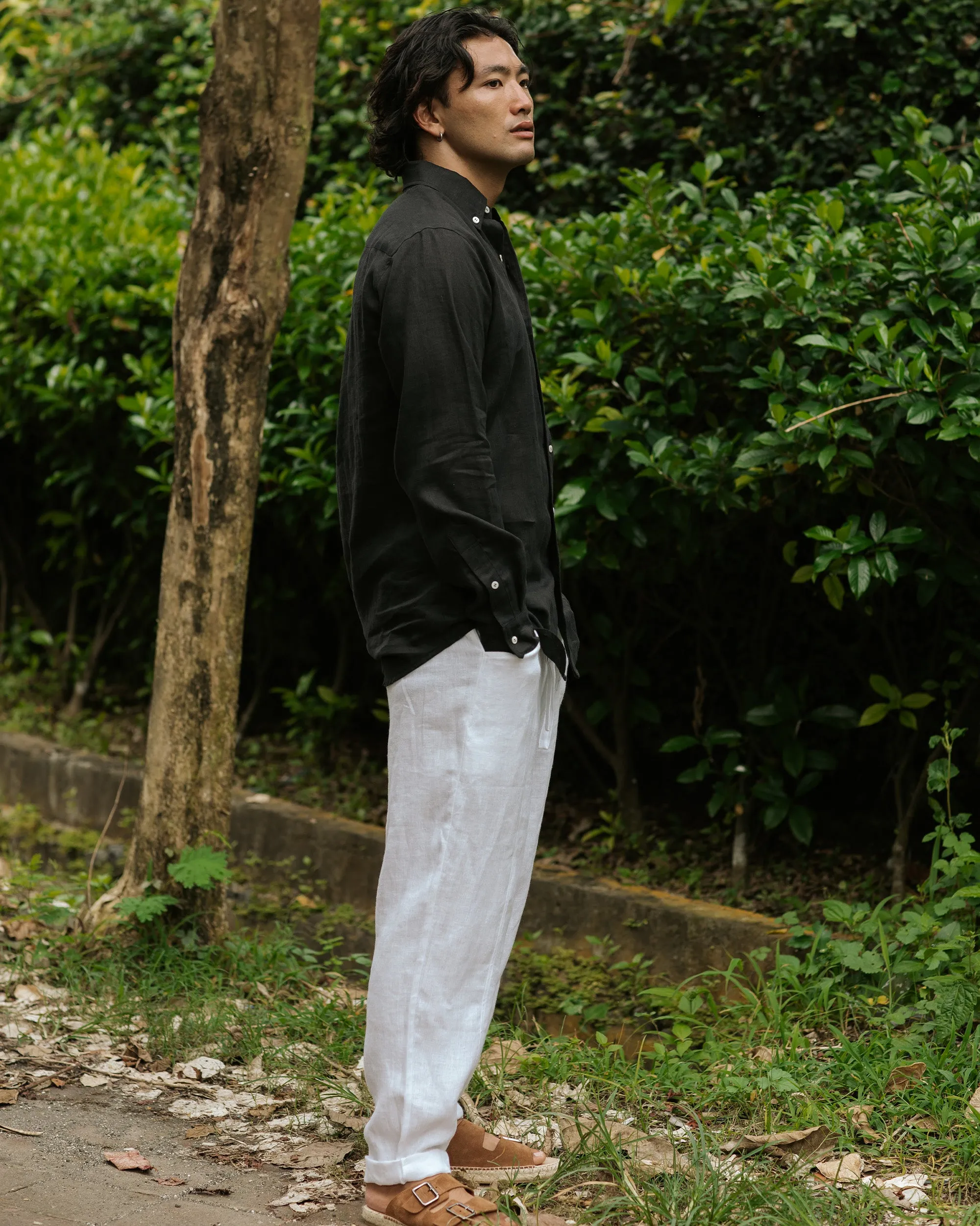 Men's classic linen shirt WENGEN in Black