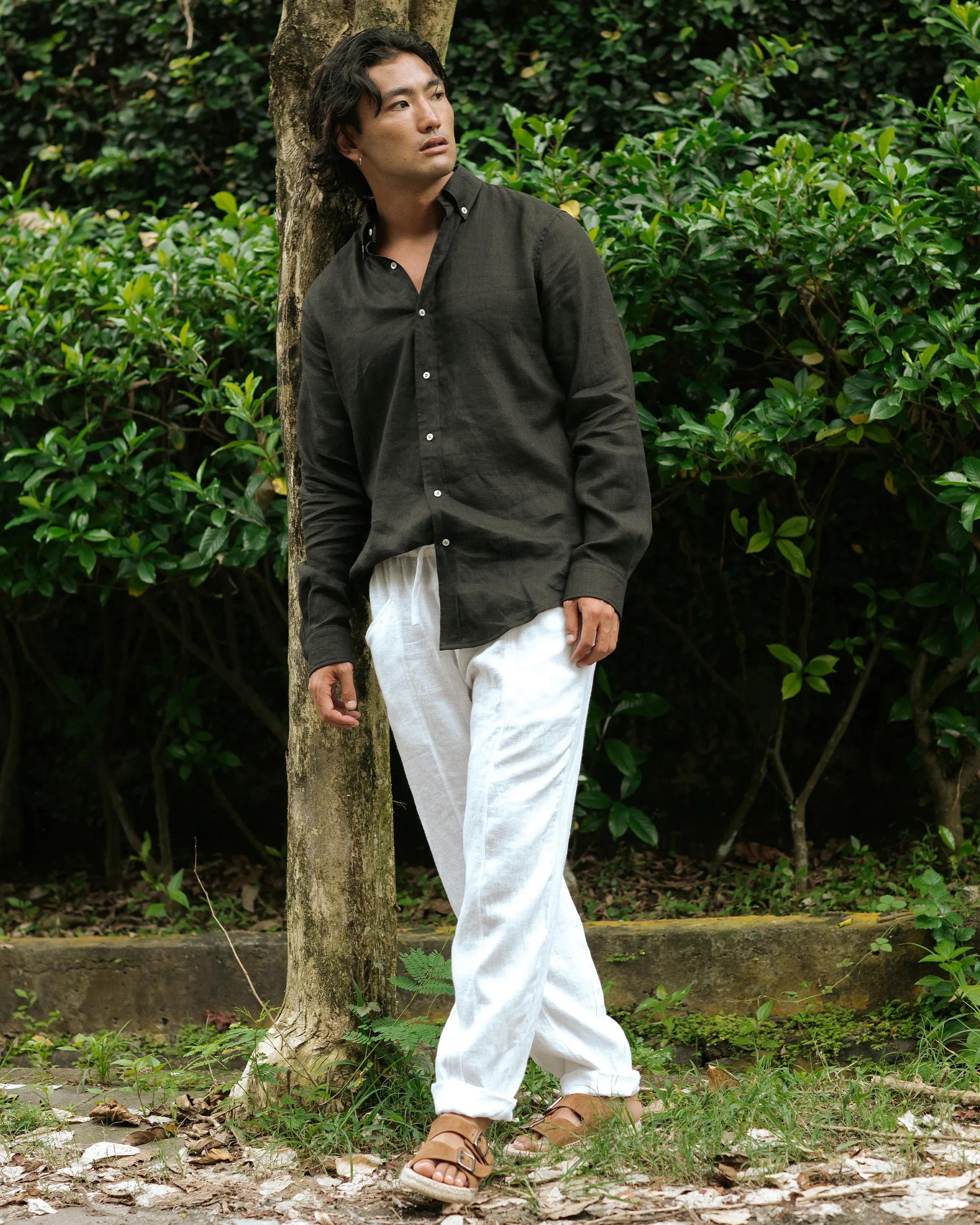 Men's classic linen shirt WENGEN in Black