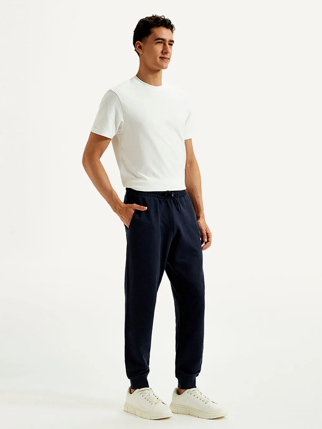 Men's Navy Solid Utility Joggers