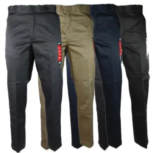 Men's Pants Straight Leg Flat Front Work Trousers Business Formal Dress Slacks
